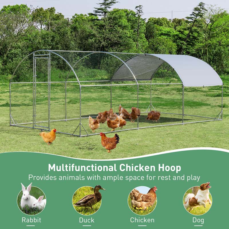 Eletriclife 19 Feet Large Metal Chicken Coop Outdoor Galvanized Dome Cage with Cover