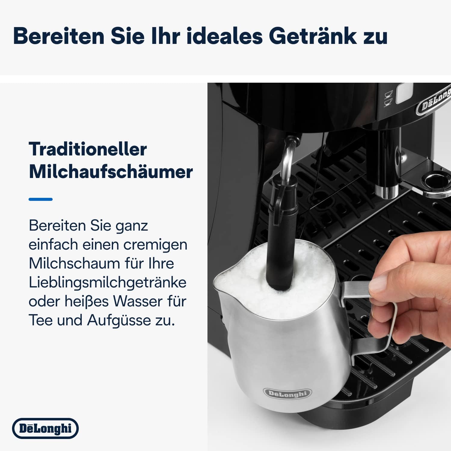 De'Longhi Magnifica S ECAM 22.110.B Kaffeevollautomat mit Milchaufschäumdüse für Cappuccino, mit Espresso Direktwahltasten und Drehregler, 2-Tassen-Funktion, 1,8 Liter Wassertank, Schwarz/Silber