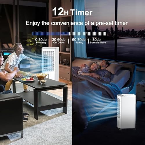 Tragbare Klimaanlage mit Fernbedienung, 3 Geschwindigkeiten & Timer, Verdunstungskühler für Schlafzimmer, 7L Tank, leiser Betrieb, energiesparende Inneneinheit