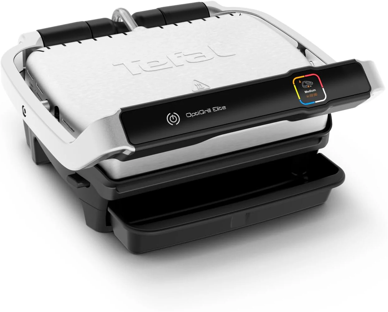 Tefal OptiGrill Elite contactgrill, 12 programma's, digitaal display met gaarheidsindicator, afneembare platen, elektrische grill, roestvrij staal, GC750D16