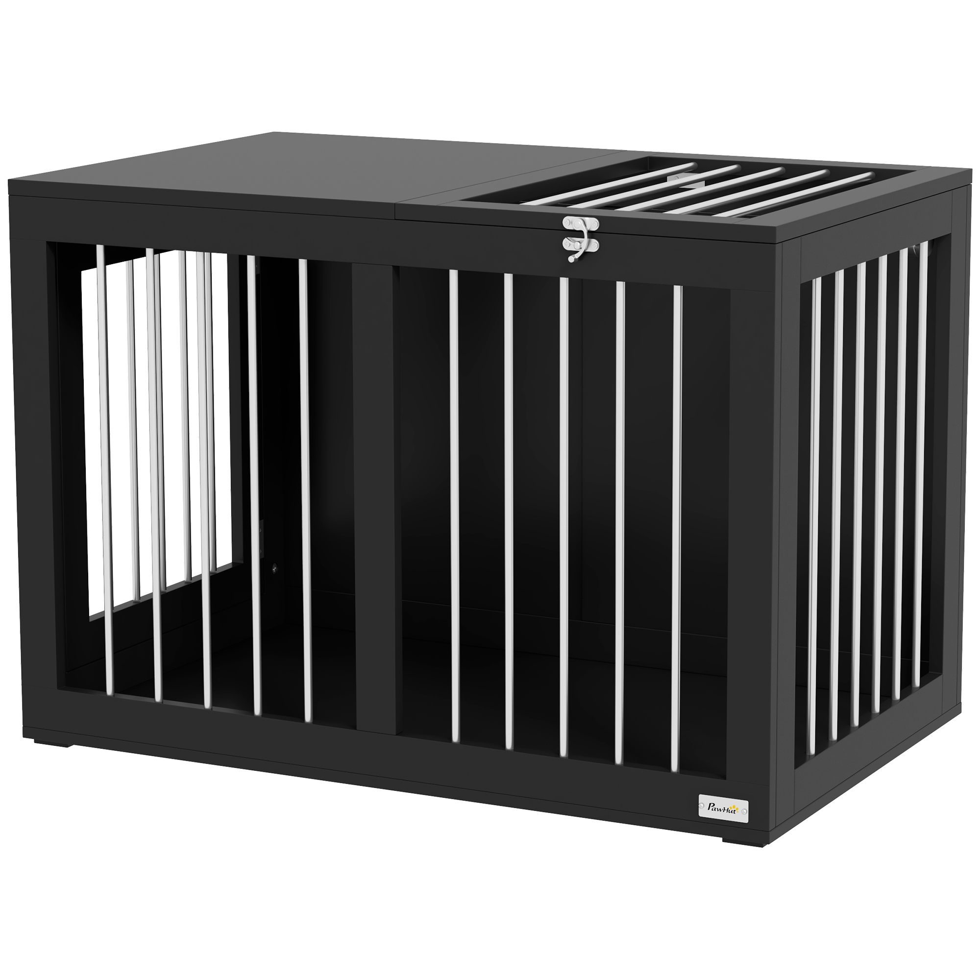 Hondenkooi Hondenbench Hondenreismand, 2 deuren, vergrendelbaar, stalen gaas, 80 cm x 50 cm x 56,5 cm, Zwart