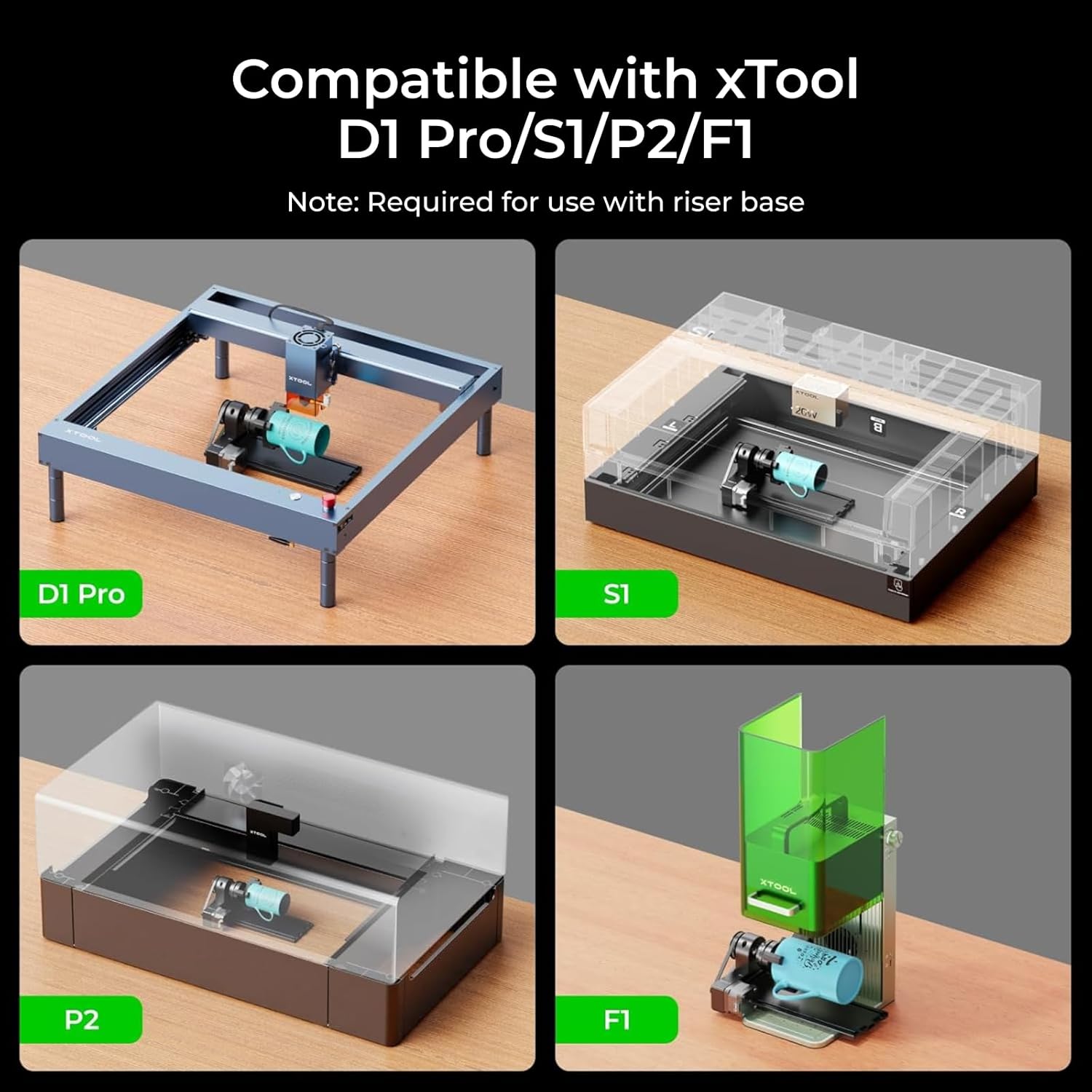xTool RA2 Pro für xTool F1, S1, M1 Ultra, F1 Utra, P2S und die meisten Lasergravierer, Backenfutter Rotierend, Y-Achse Rotierend Walzengravurmodul zum Zylindrischen Objekten, Zubehör