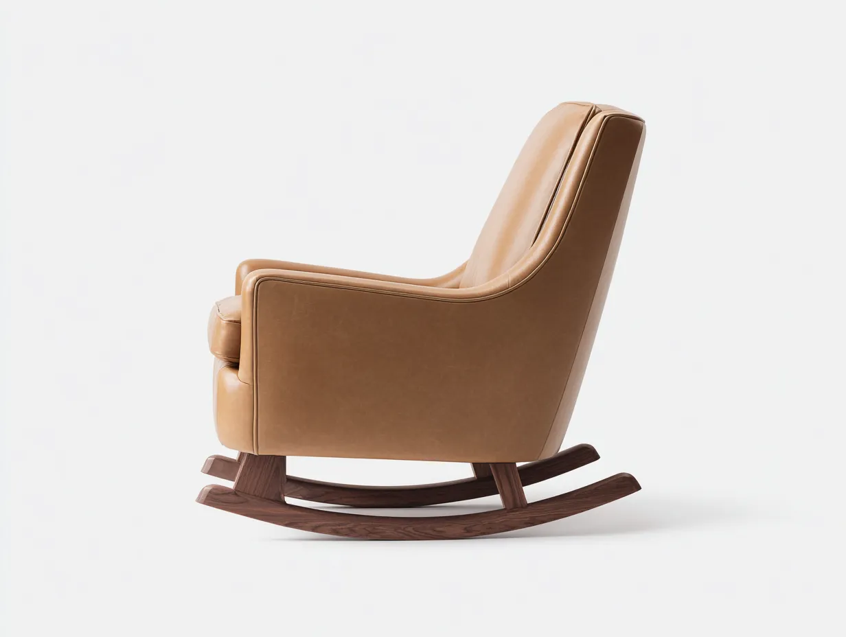 Schaukelstuhl Kunstleder 73 x 94 x 101 cm - camelbraun - für Wohnzimmer - modern mit Holzgestell