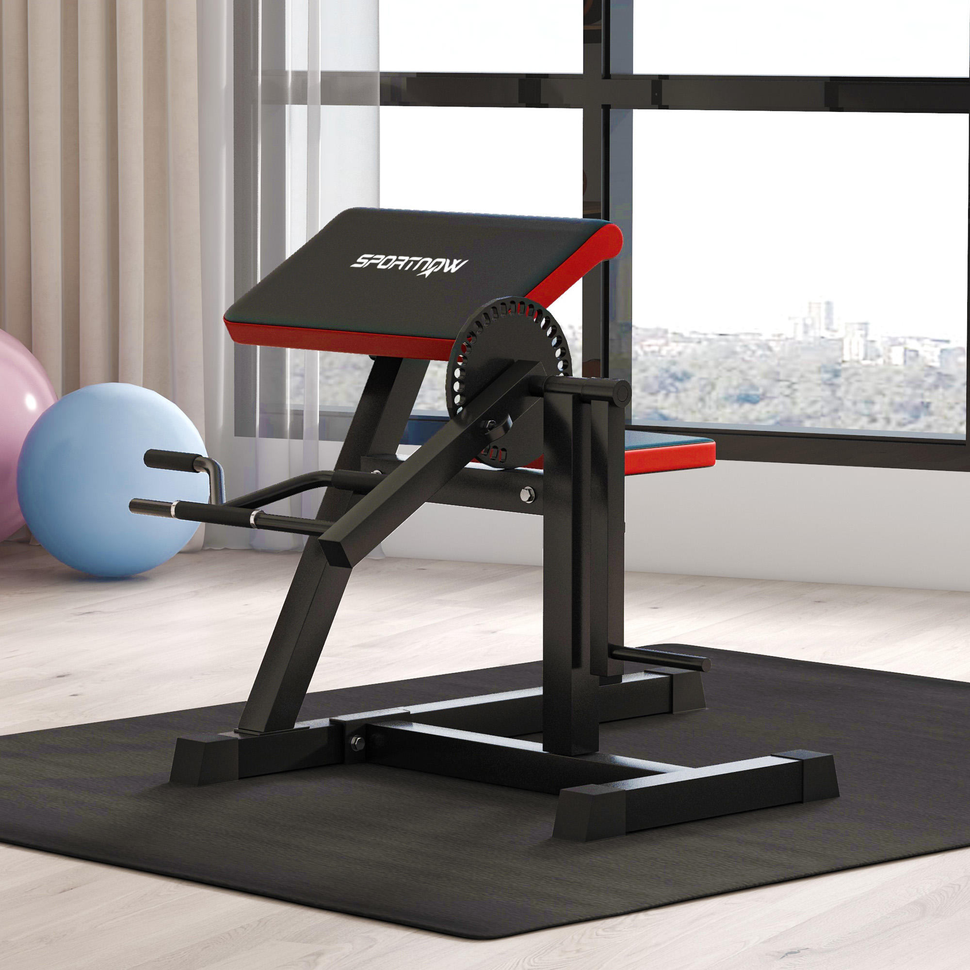 SPORTNOW Curlbank & Triceps Extension, 5 Zitverstellingen, 25 Hoeken, Staal & Kunstleder, Zwart