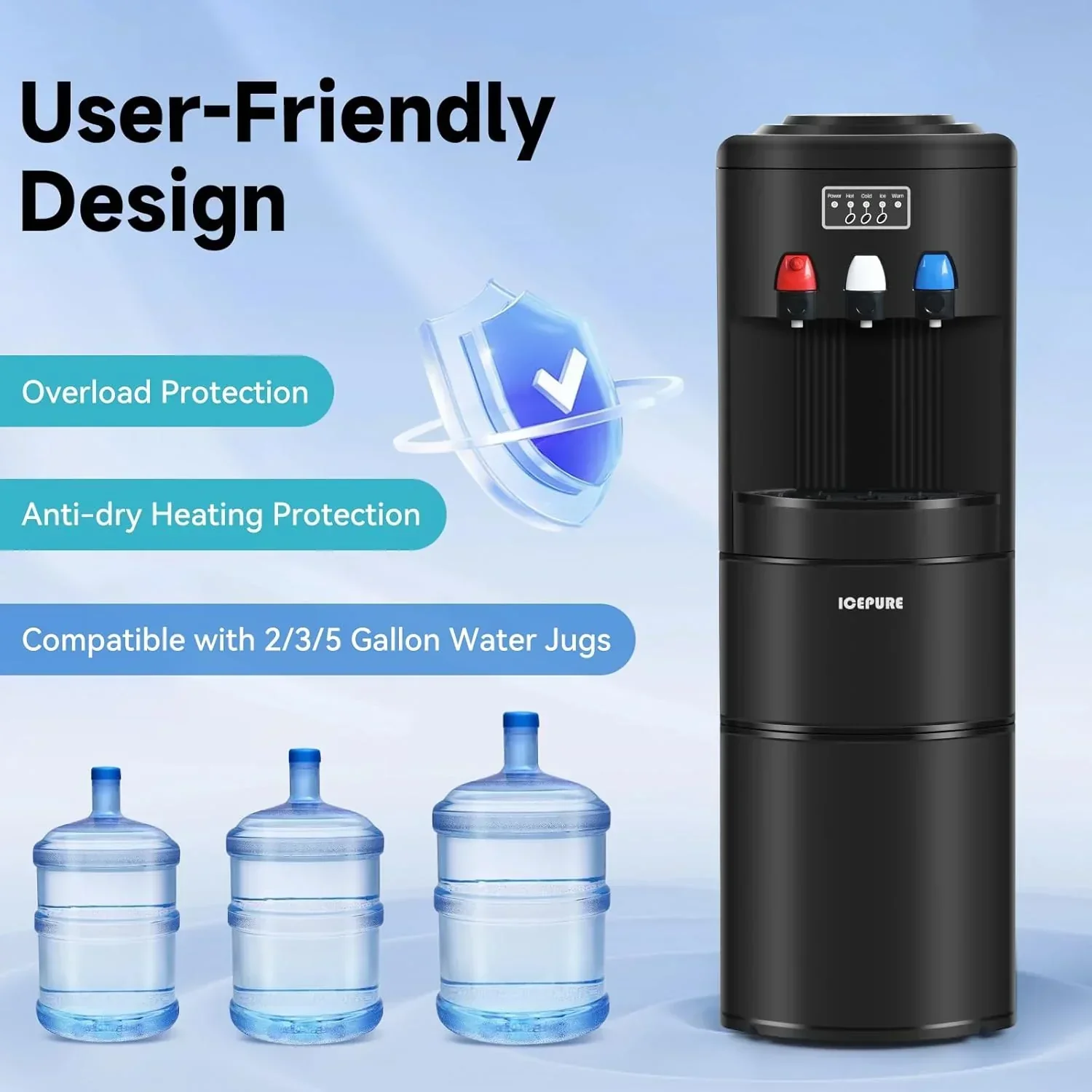 ICEPURE Water Dispenser with Ice Maker 3-in-1 Hot and Cold Water Cooler Ice Maker Machine