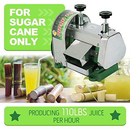 TRY YEAN Manual Sugarcane Juice Machine, Professional Stainless Steel Sugar Cane Juicer, 110LBS Output per Hour with 2 Inch Large Inlet Extractor, Handwheel Sugar Canes Squeezer for Commercial Home: Home & Kitchen