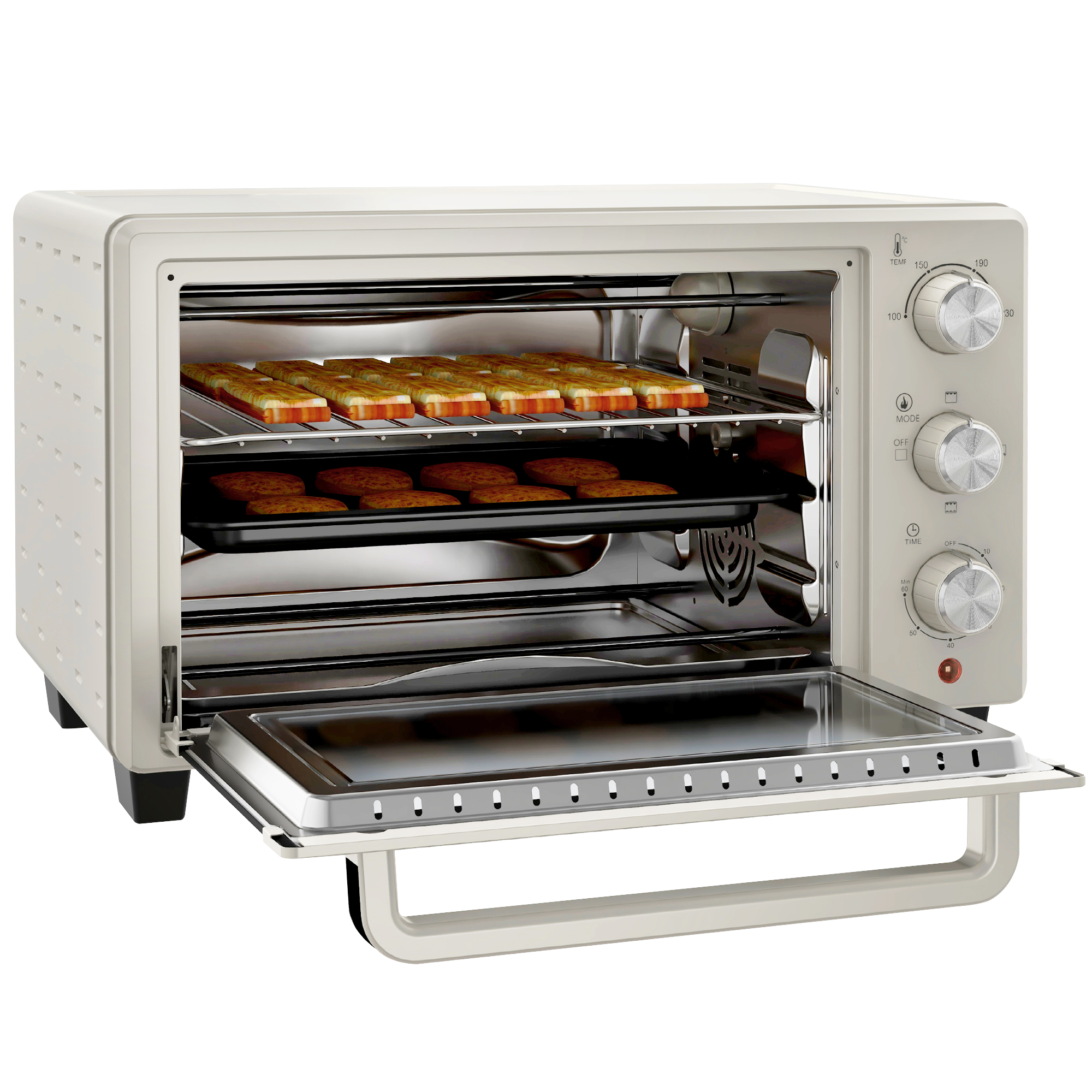 Minioven, 3 Kookmodi, tot 230�� C, 1400W, met Accessoires, 46x38,5x29cm, Cr��me