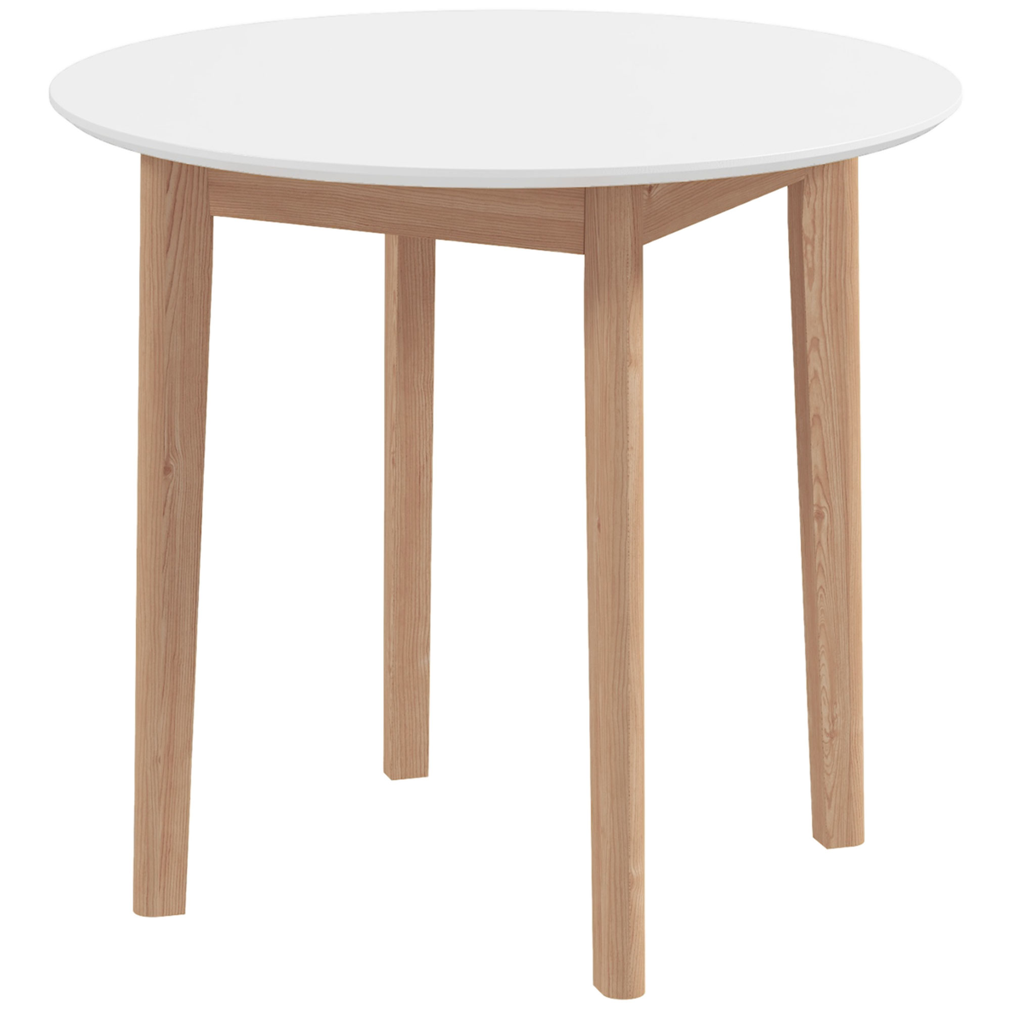 Eettafel Keukentafel Ronde Tafel, Scandinavisch Design, 75 cm x 75 cm x 76 cm, Wit + Natuur