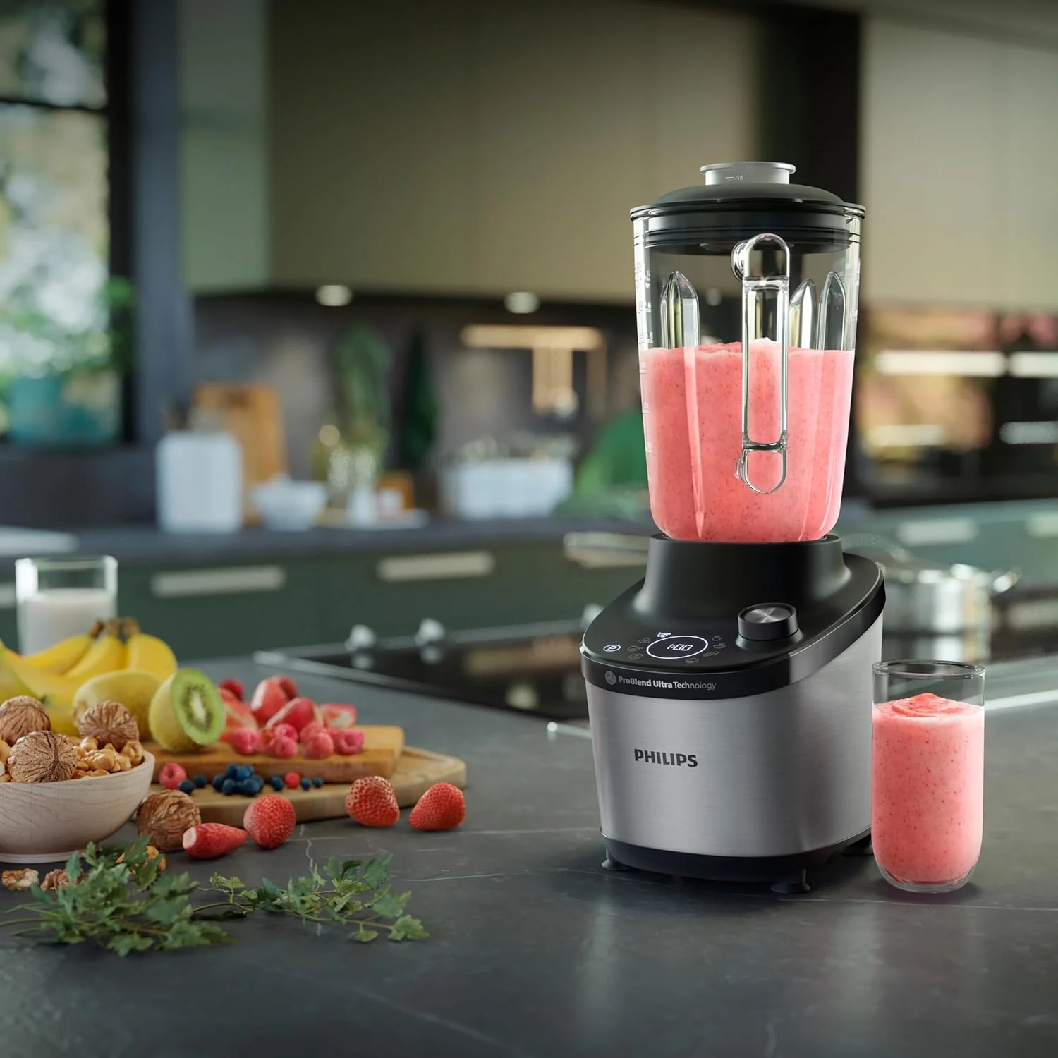 Philips Blender 7000 Series - 1500 Watt, 2 Liter, ProBlend Ultra Technologie, snelkeuzeprogramma's, HomeID recepten, Quick Clean-functie, 2 Tritan-bekers (HR3760/10)