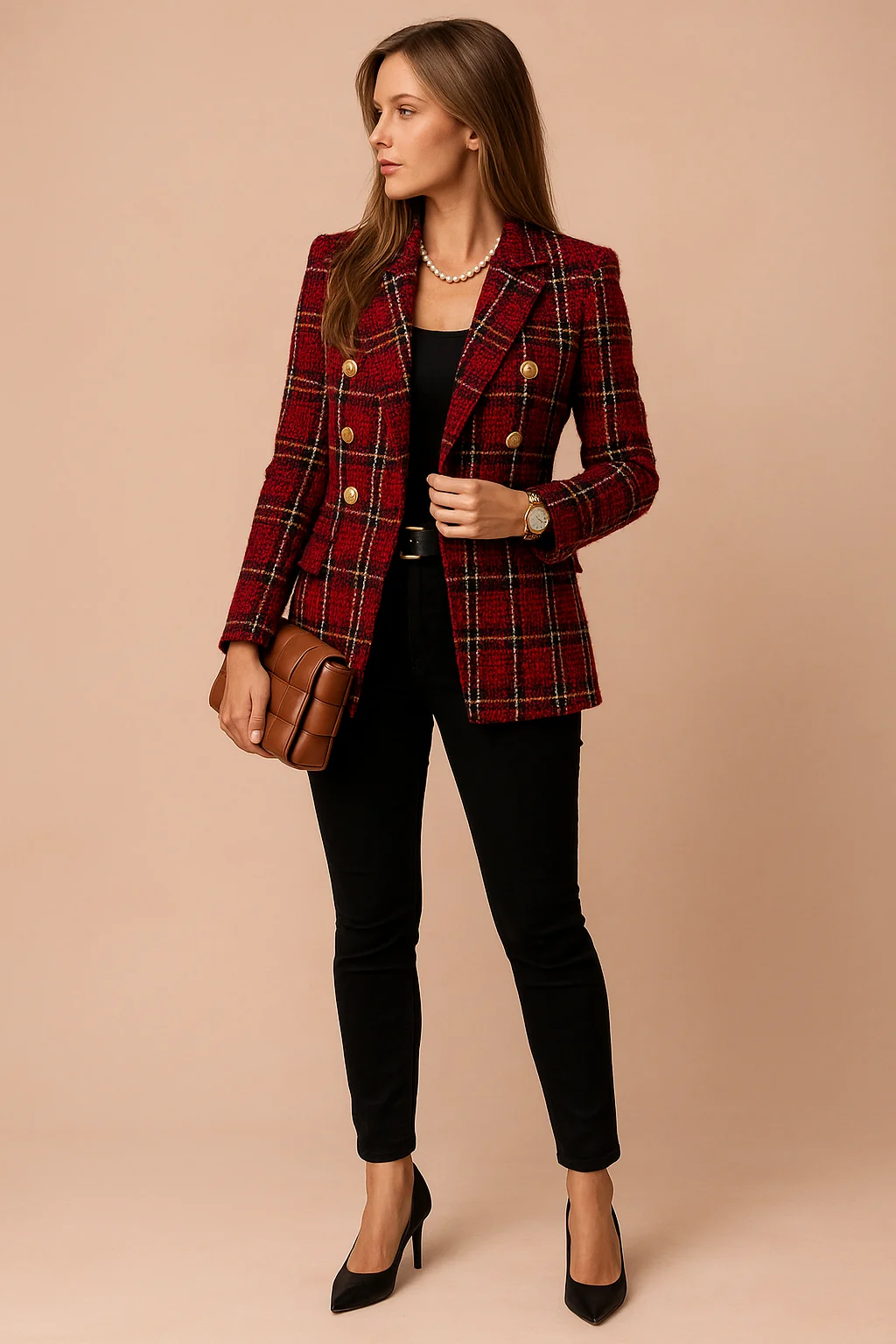 Elegante karierte Damenjacke
