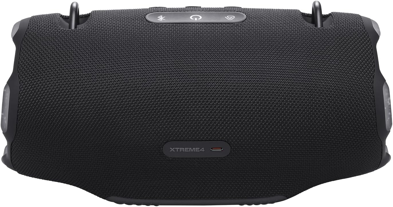 JBL Xtreme 4 Musikbox in Schwarz – Tragbare Bluetooth-Lautsprecher-Box mit tiefem Bass, KI-Sound-Boost und integrierter Powerbank – Wasserfest und staubfest ohne PD-Adapter – 24 Laufzeit