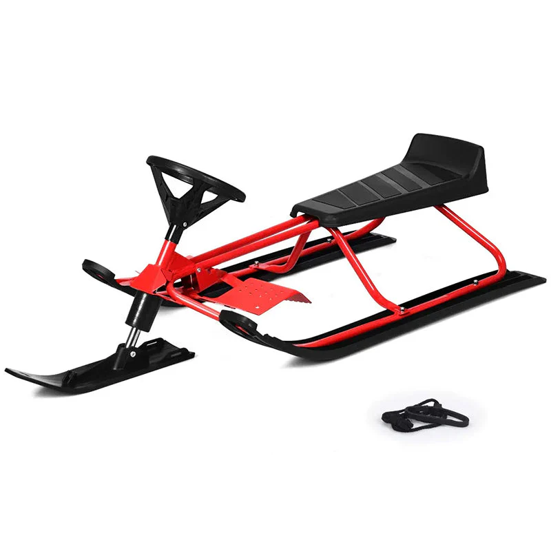 Snow Racer Sled, Ski Sled Slider Board with Twin Brakes