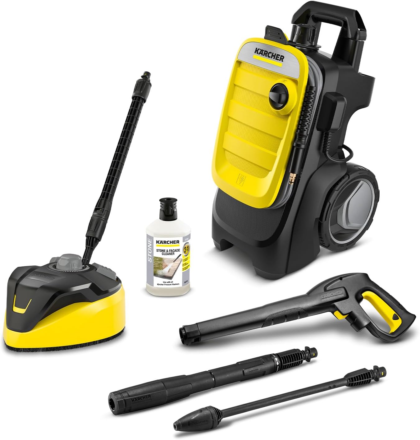 Kärcher Hochdruckreiniger K 7 Premium Power Home, Druck: 180 bar, Durchfluss: 600 l/h, Flächenleistung: 60 m²/h, Leistung: 3.000 W, Schlauchtrommel, mit Pistole, Dreckfräser, Strahlrohr
