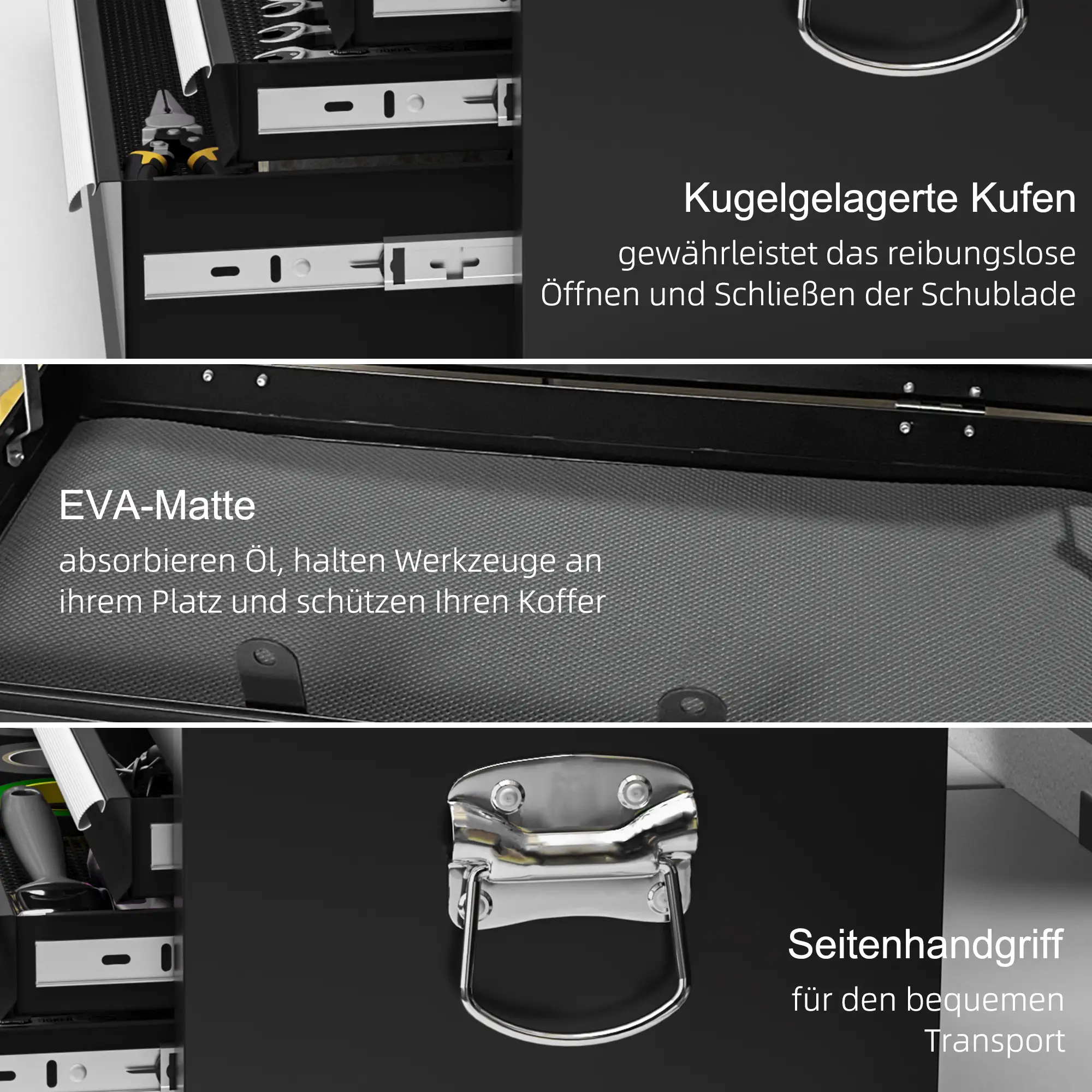 HOMCOM Werkzeugkasten 6 Schubladen abschließbar kugelgelagert