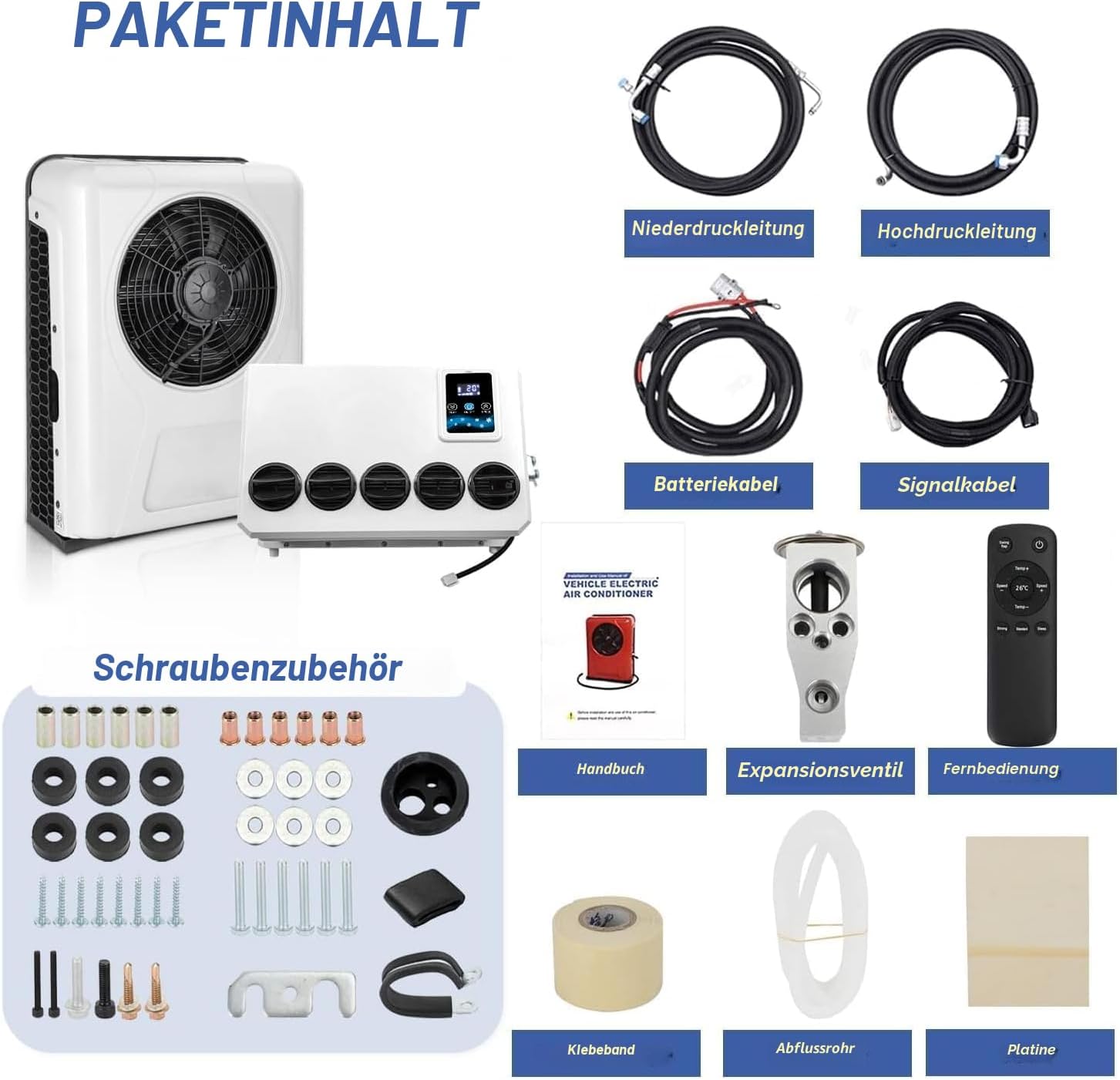 12V LKW Klimaanlage 10000BTU Split Electric AC Unit 12 Volt Fit für Wohnmobile Wohnmobil Bus Anhänger Traktoren Camper Van Parken Klimaanlage Schnelle Kühlung Low Noise