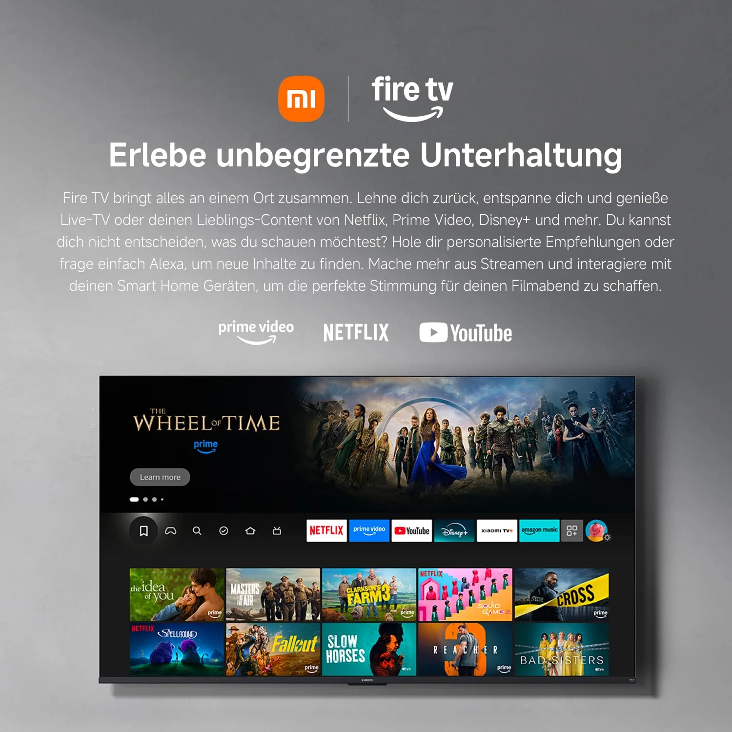 Xiaomi TV F 32, 32 Zoll (81 cm), HD, Smart TV, Fire OS7, Triple Tuner DVB-C/S/S2/T/T2, Dolby Audio™, DTS Virtual:X, DTS-HD, Sprachsteuerung mit Alexa, Kompatibel mit Apple AirPlay