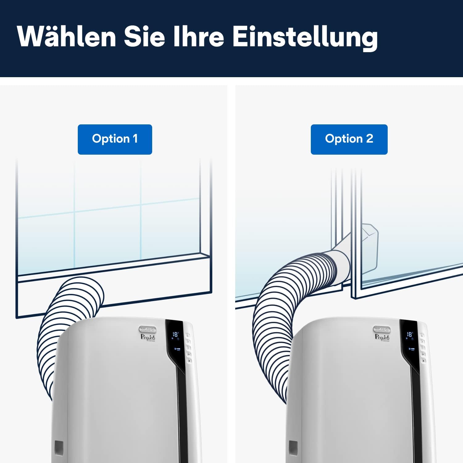 De'Longhi Pinguino PAC EX100 Silent mobiles Klimagerät mit Abluftschlauch, Klimaanlage für Räume bis 110 m³, Luftentfeuchter, Ventilationsfunktion, 24h-Timer, Weiß