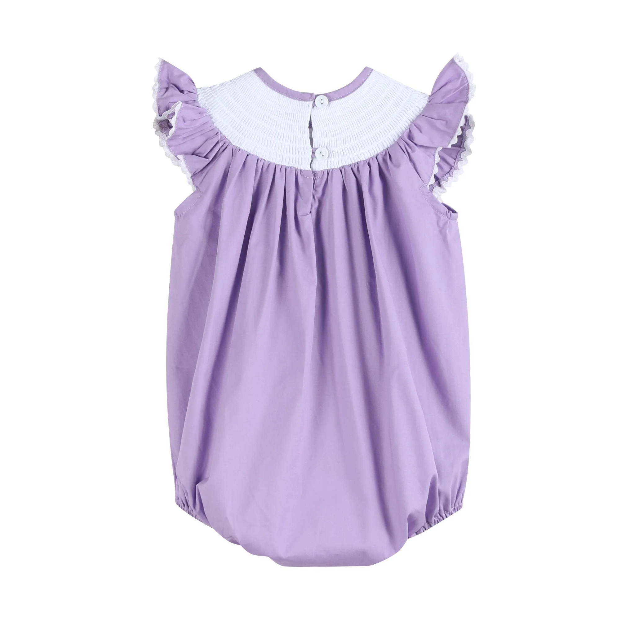 Purple Bunny Smocked Flutter Romper