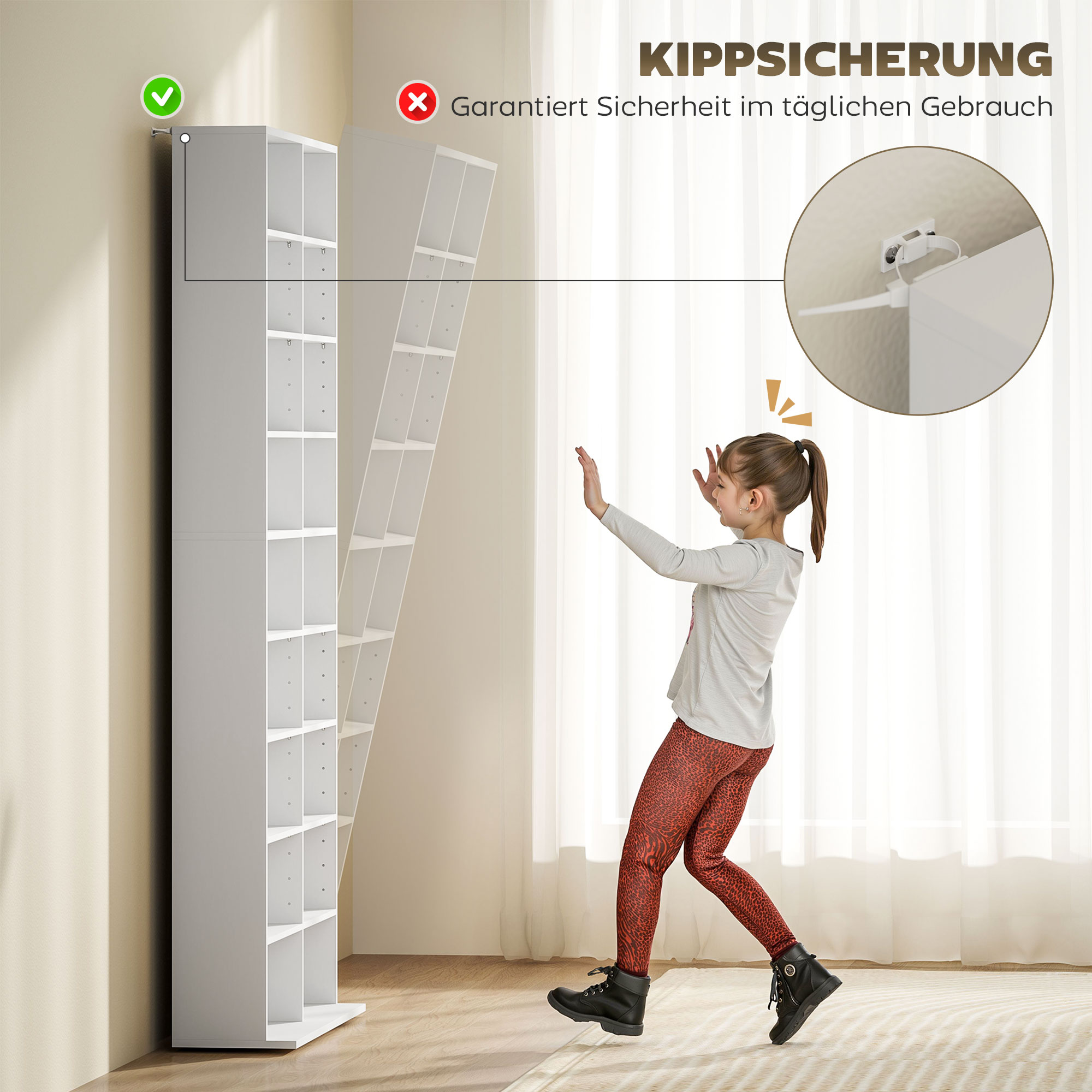 DVD-Rek, CD-Opslagrek, 14 Aanpasbare Planken, 18 Vakken, 175 cm, Blu-ray-Rek, Spaanplaat, Wit