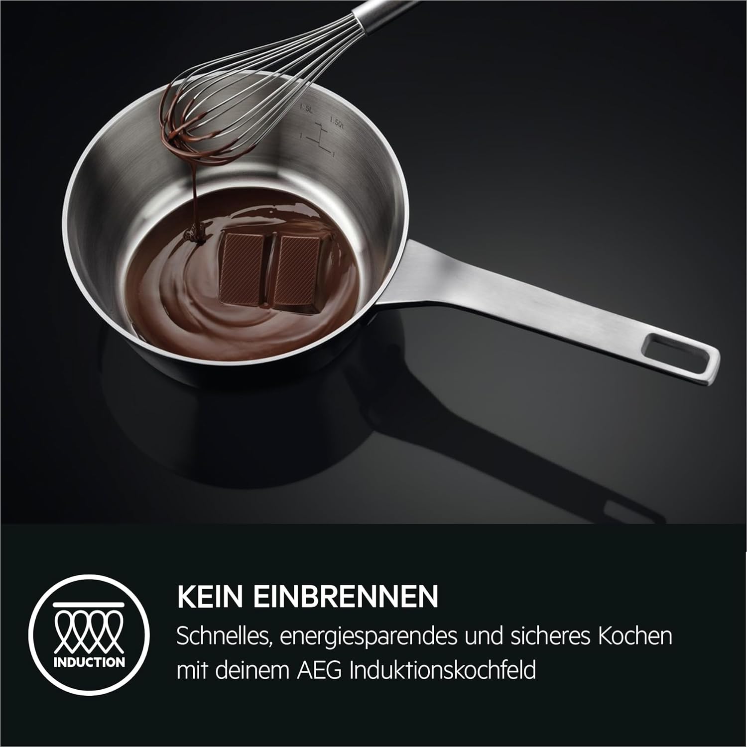 AEG Induktionskochfeld autark 80cm mit Dunstabzug / Made in Germany / 4 Flex-Kochzonen mit Bridge (Kombination 2er Zonen) / Auto-Funktion des Dunstabzugs / Aktivkohlefilter / COLI84COXB
