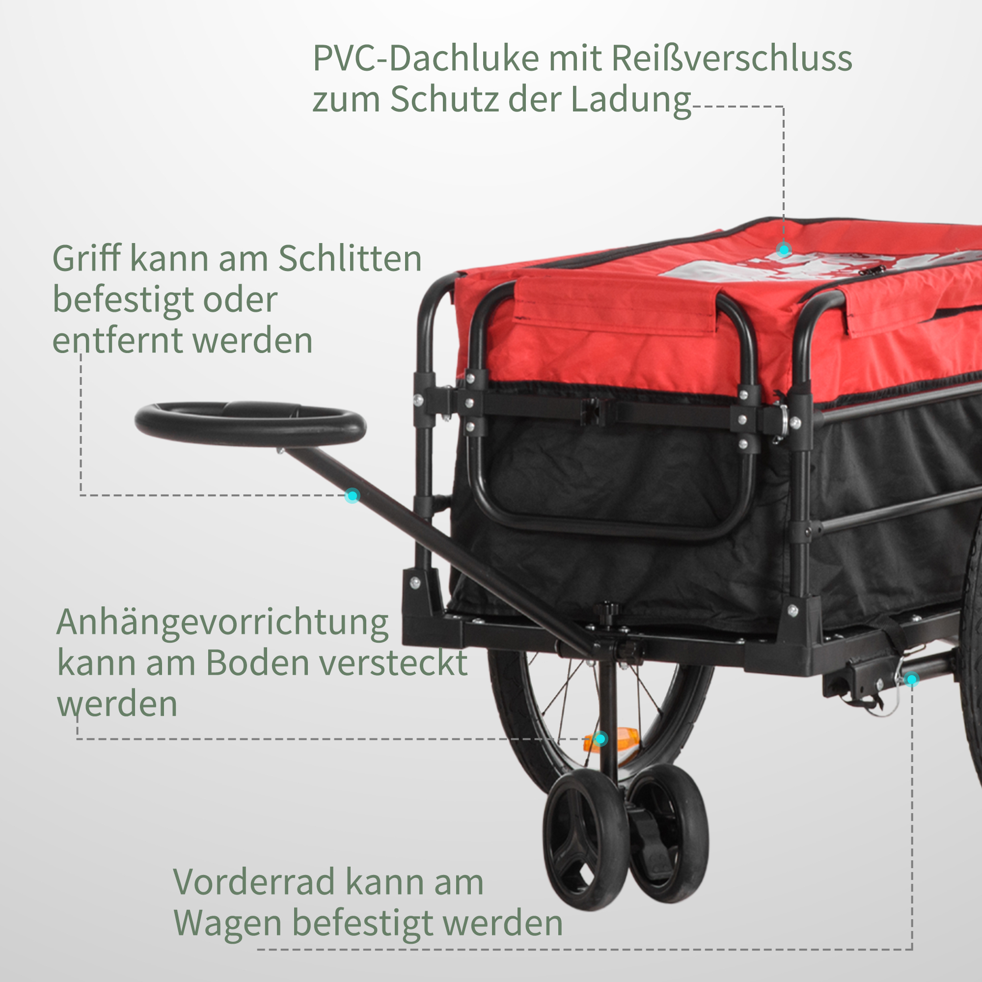 Bagageaanhanger Bolderkar 130 x 64 x 103 cm Staal Zwart+Rood