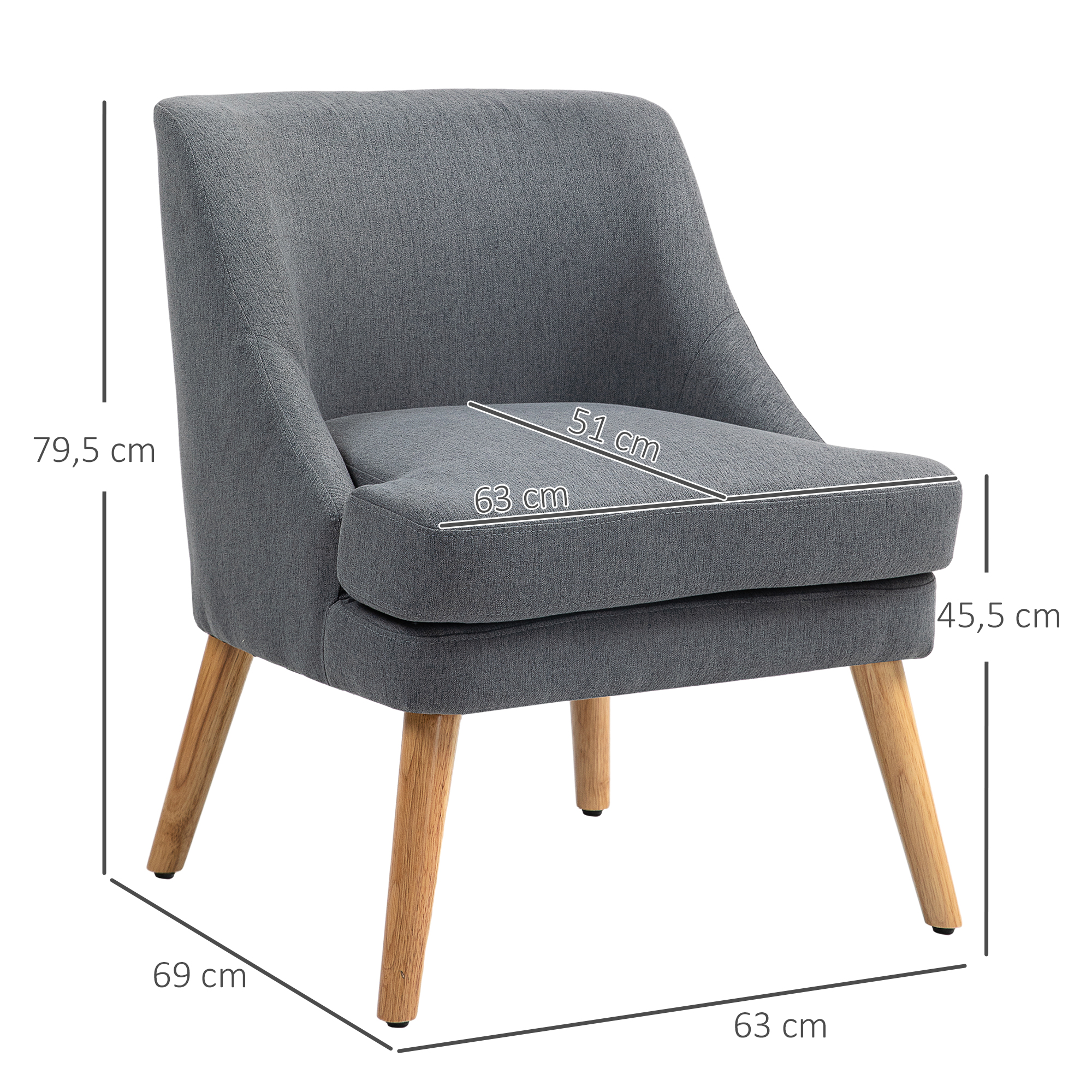 Accentstoel in Scandinavische stijl, fluweel, 25D-schuim, Hevea-houten poten, Beige, 63x69x79,5 cm