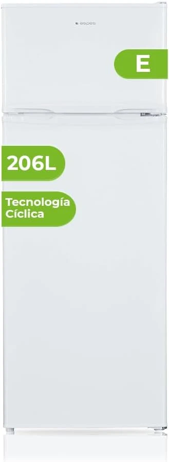 Aspes Frigorífico 2 Puertas Blanco AF145503E. Capacidad 206 Litros, Puerta Reversible, Bajo Nivel Sonoro, Eficiencia Energética Clase E