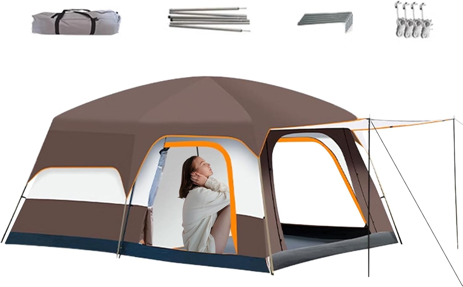 Campingzelt, Family Cabin Multi-Room Shelter, 30 x 22 x 27 cm, Windfestes Design & geringes Gewicht, geräumig für Outdoor-Abenteuer, Backpacking, Backyard, Beach, Hiking