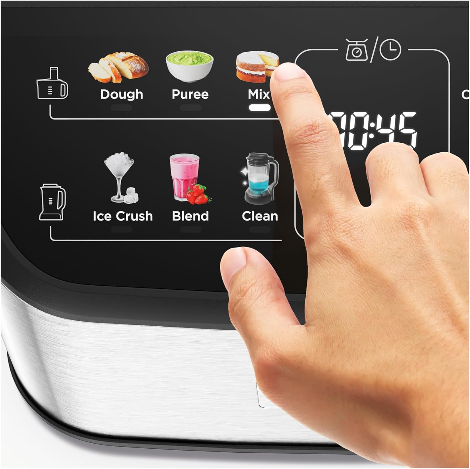 Kenwood MultiPro OneTouch FDM73.850SS – 3-in-1 Kompakt-Küchenmaschine & Mixer, 12 Zubehörteile, 6 Automatikprogramme, Variable Geschwindigkeit & Pulse-Funktion, Integrierte Waage, 1000 W, Silber