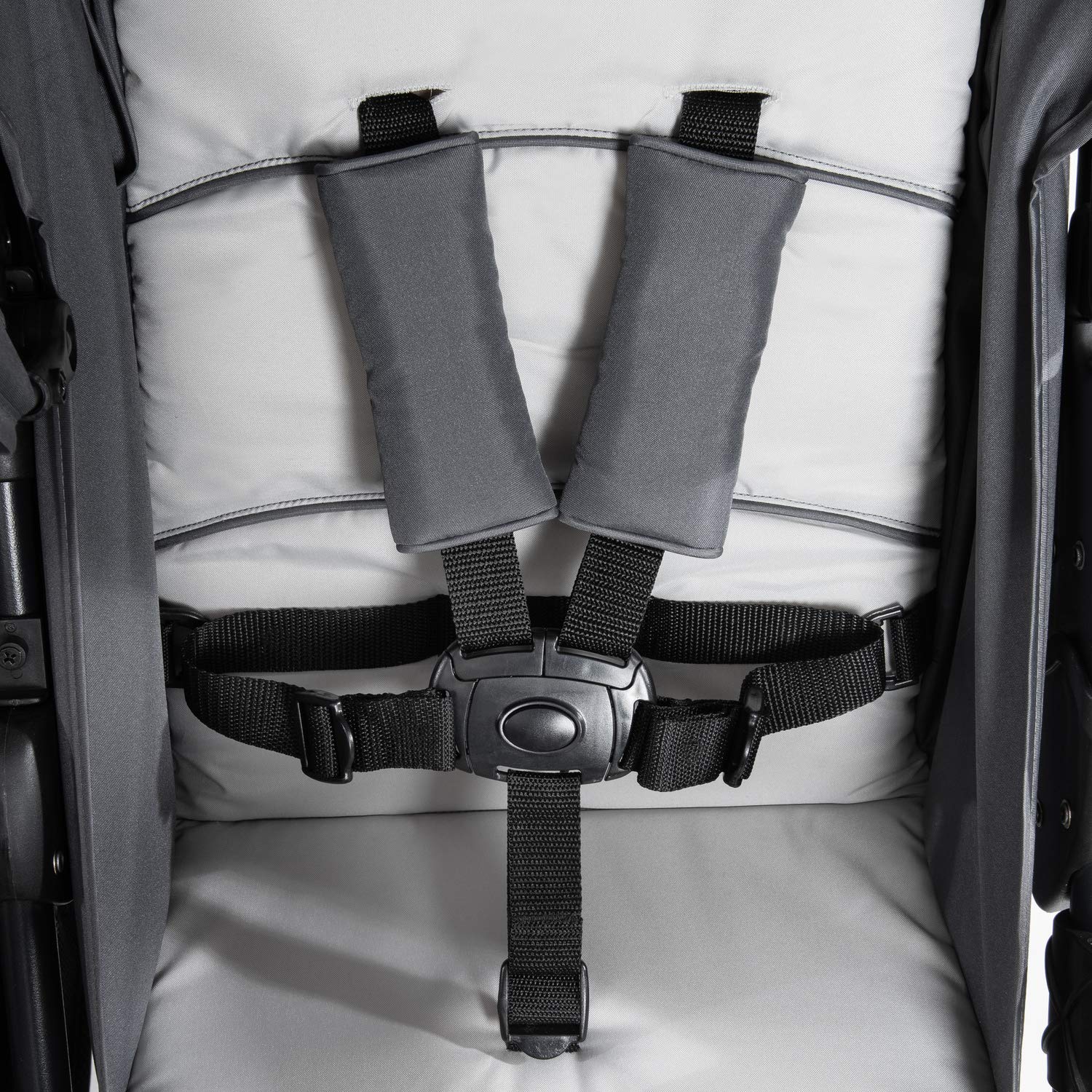 hauck Geschwisterwagen Roadster Duo SLX, Zwillingsbuggy ab Geburt bis 15 kg (ca. 3 Jahren) mit Liegefunktion, XL Korb, Einfach und Klein Zusammenklappbar, Große Räder (Grey/Silver)