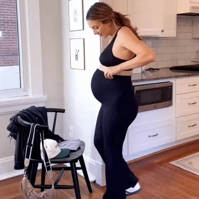 Nahtlose Umstandshose mit Bauchst��tze | Bequeme Schwangerschaftshose mit ausgestelltem Bein f��r Alltag und Postpartum