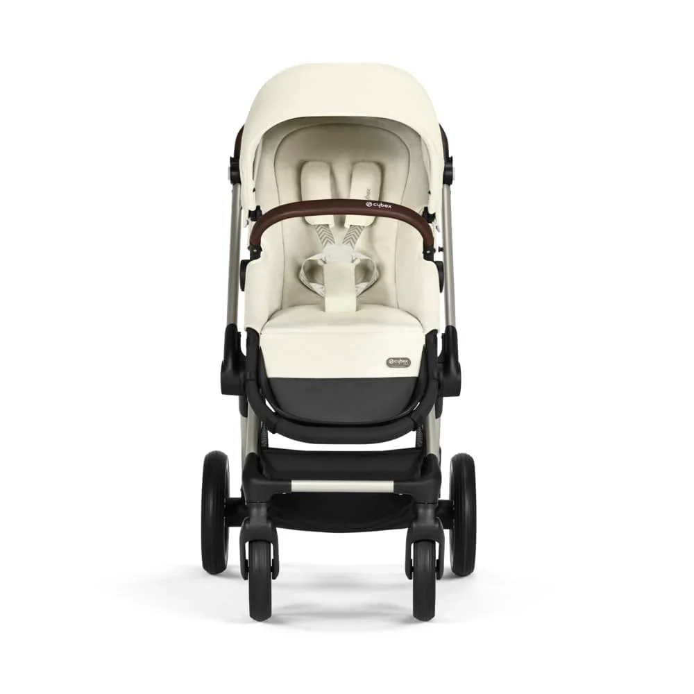 CYBEX Gold Kinderwagen EOS Lux 2-in-1 mit Babyschale Aton B2 i-Size und Babyschalen-Adapter, Reisesystem, Ab Geburt bis 22 kg (ca. 4 Jahre), Moon Black (Schwarz)