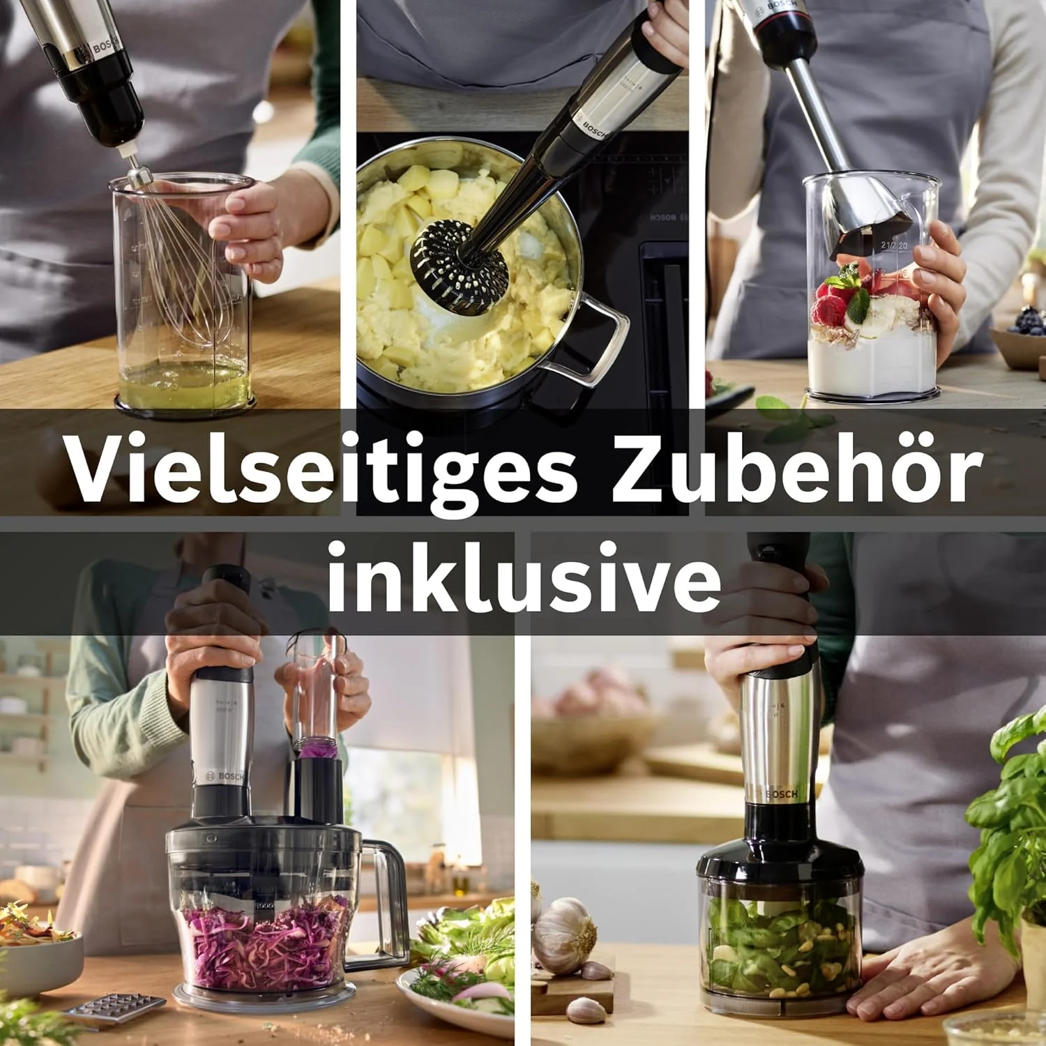 Bosch staafmixer ErgoMaster Serie 6 MSM6M673, 10 jaar motorgarantie, roestvrijstalen messen, slijtagevrije keramische koppeling, luchtkoeling, hakmolen, pureerstamper, garde, 1000 W
