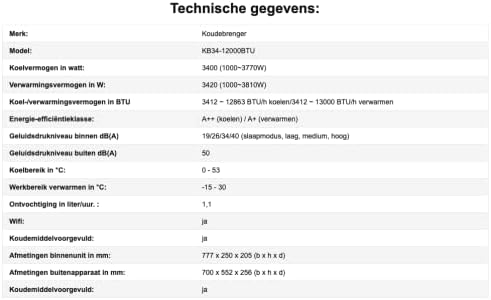 Kältebringer Split Klimaanlage Quick Connect - 12000 BTU (3,4 kW) Klimagerät mit Heizfunktion, WiFi & App, bis 91qm, sehr leise - 5m Kupferleitung, Kältemittel R32, Montagematerial, Wandhalterung