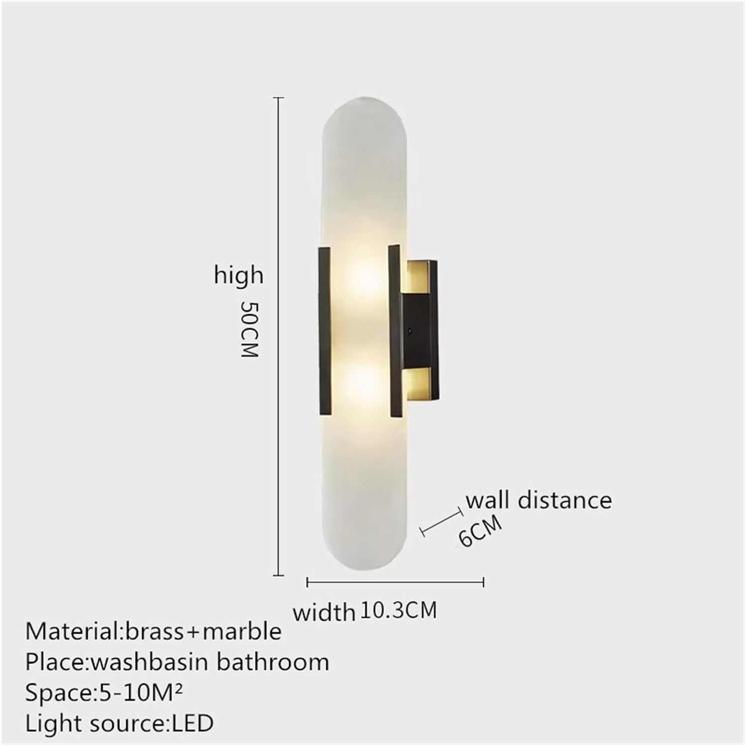 Kupferfarbene Led-Wandleuchte, Klassische Wandleuchte Für Flur, Schlafzimmer, Wohnzimmer, Wandleuchte,Black-50cm