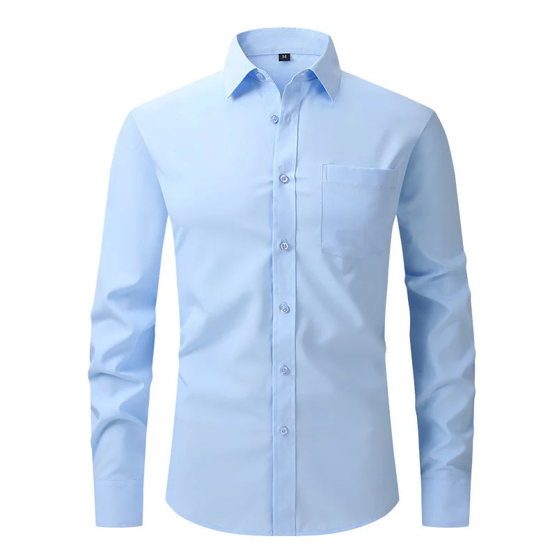 Sommerhemd Leichtes Langarm Modern Fit Herren Hellblau
