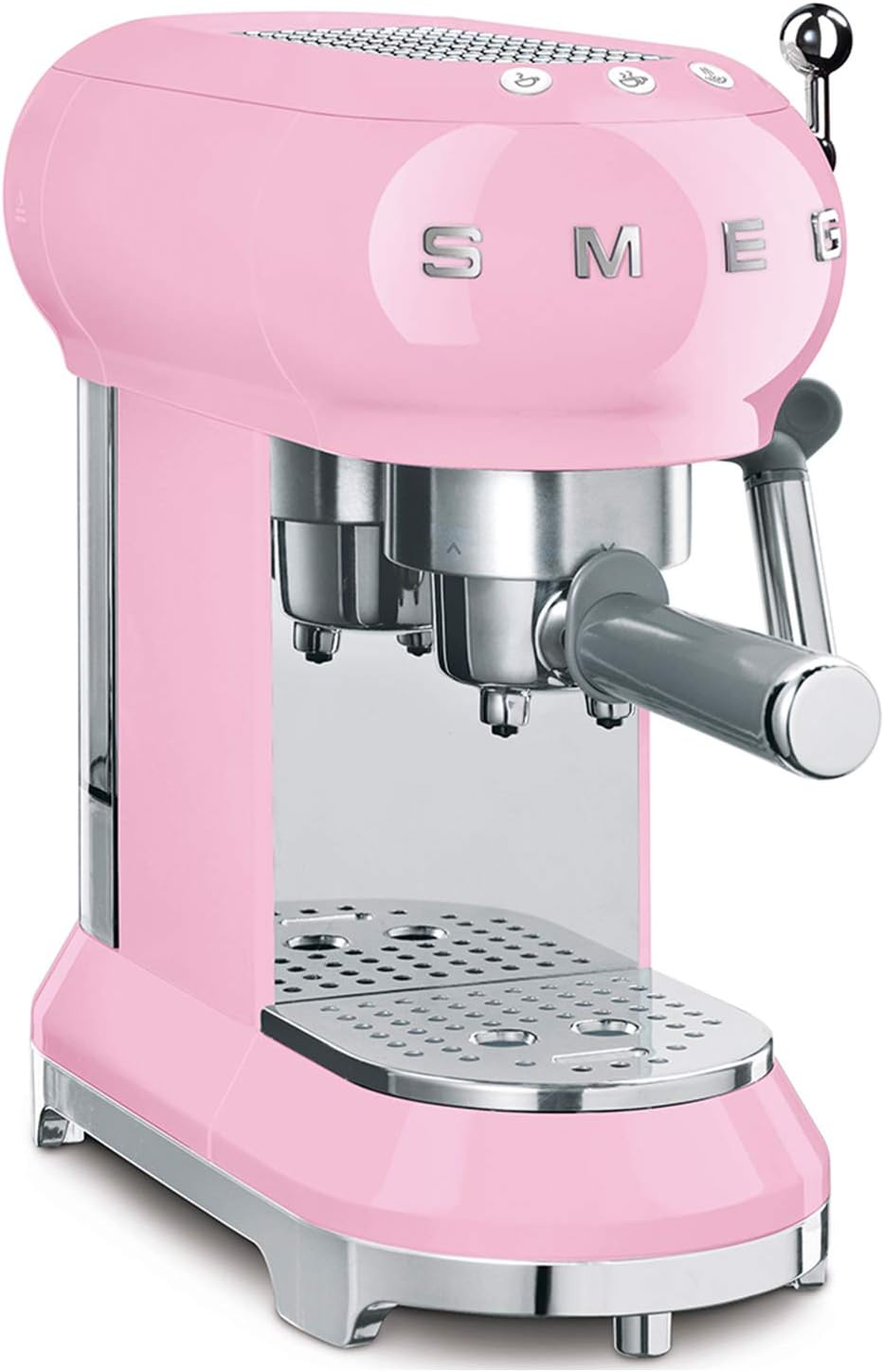 Smeg, ECF01WHEU Manual Espresso -Maschine, Cappuccino -System, Thermoblock, große Tassengehäuse und Doppelkaffeefunktion, 1 l Wassertank, kompakte Abmessungen, 1350W, Weiß