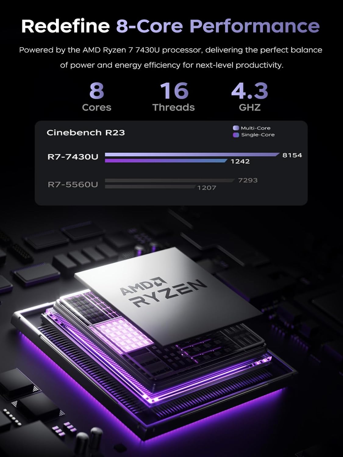 ACEMAGIC Gaming Laptop Computer - 2025 Neueste 15.6 Zoll FHD Display Laptop mit Ryzen 7 7430U Prozessor bis zu 4.3GHz, 16GB Ram DDR4 512GB NVMe PCIe 3.0 SSD Gaming Notebook, Leichtgewicht