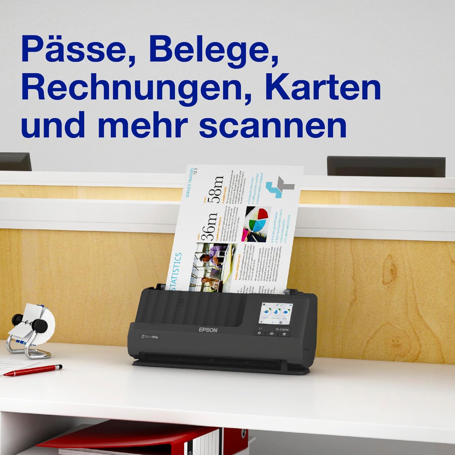 Epson WorkForce ES-580W Scanner, Dokumentenscanner (scannt ohne PC, 35 Seiten bzw. 70 Bildern pro Minute, bis DIN A4, beidseitiger Scan in einem Durchgang, automatische Ausrichtung) One size