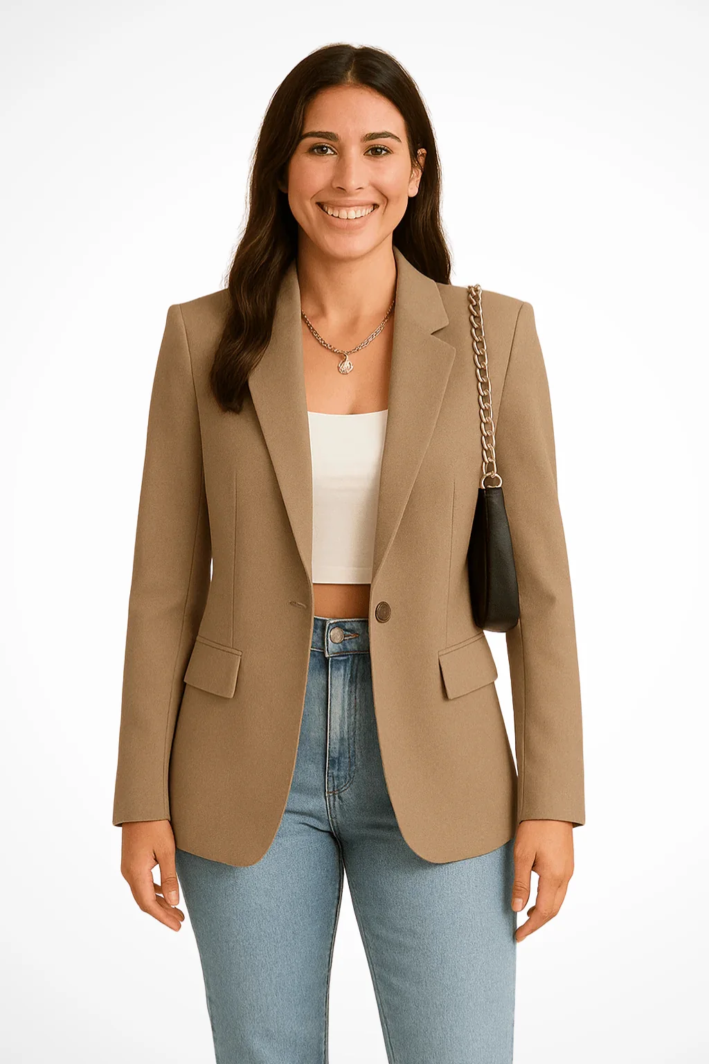 Damen Blazer Tailliert | Eleganter Einknopf-Blazer mit Reverskragen f��r Business und Alltag | Modernes Design mit Pattentaschen