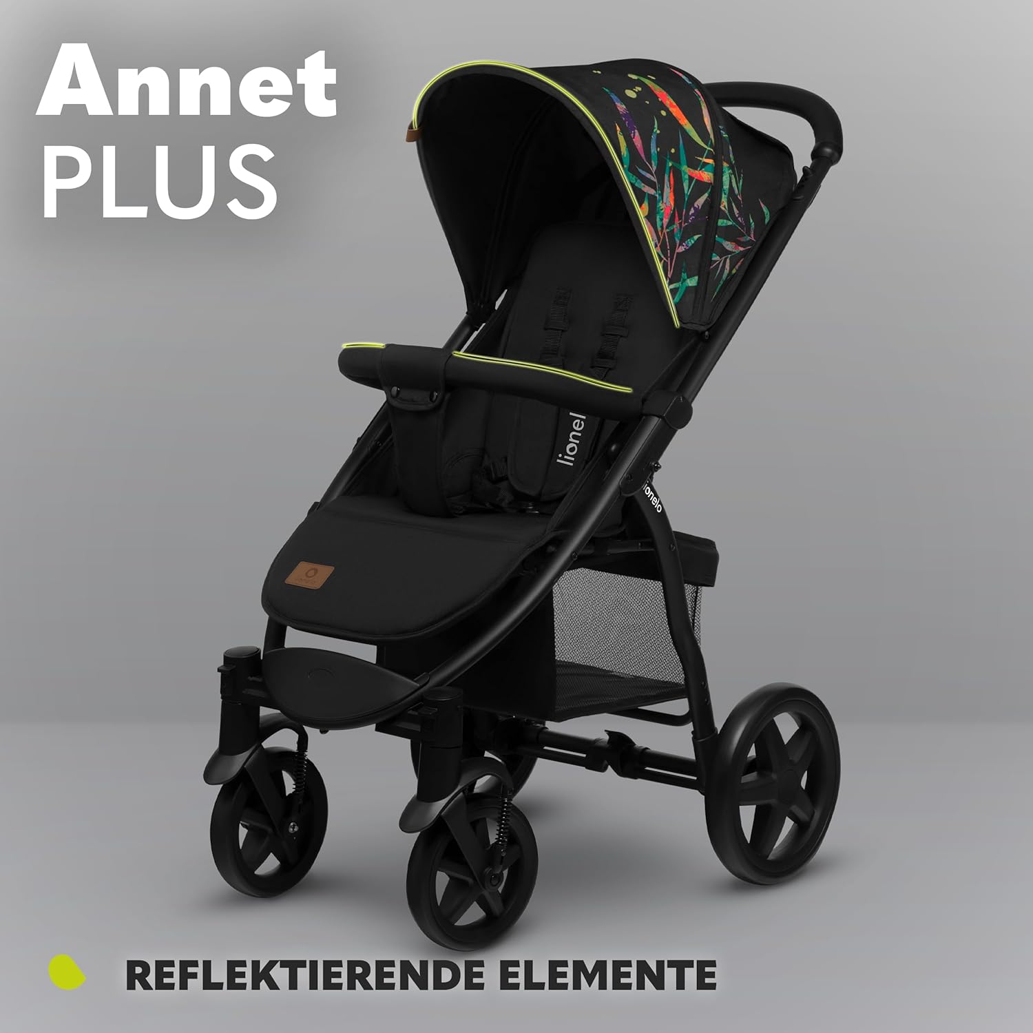 LIONELO Annet Plus Buggy bis 22 kg mit Liegefunktion, Kinderwagen klein zusammenklappbar mit Zubehör, Eva-Schaum-Räder, Moskitonetz, Fußdecke Getränkehalter, Korb
