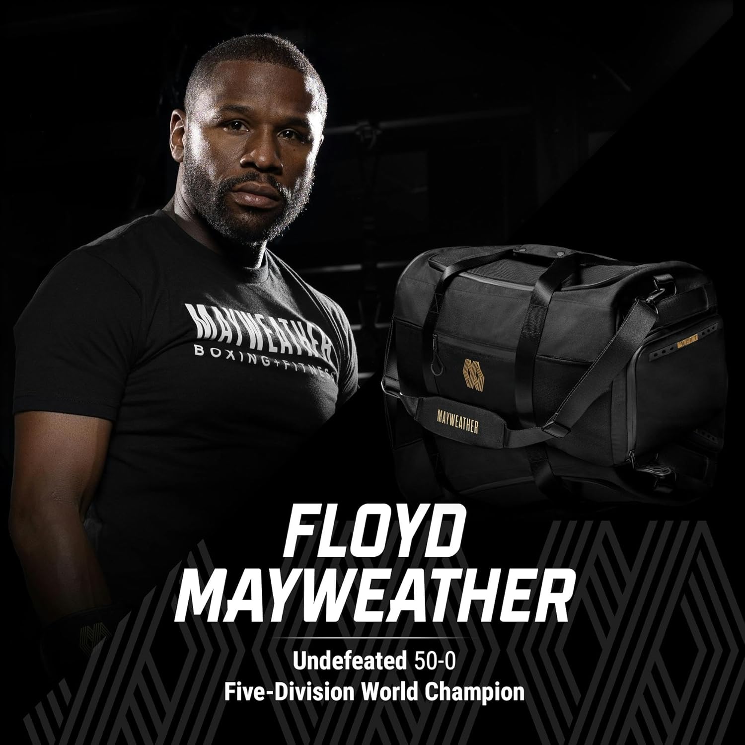 Hayabusa Mayweather Airstream Duffle Turnbeutel für Damen und Herren, Schwarz/Gold, 50 l, Schwarz/Gold, One size (50L)