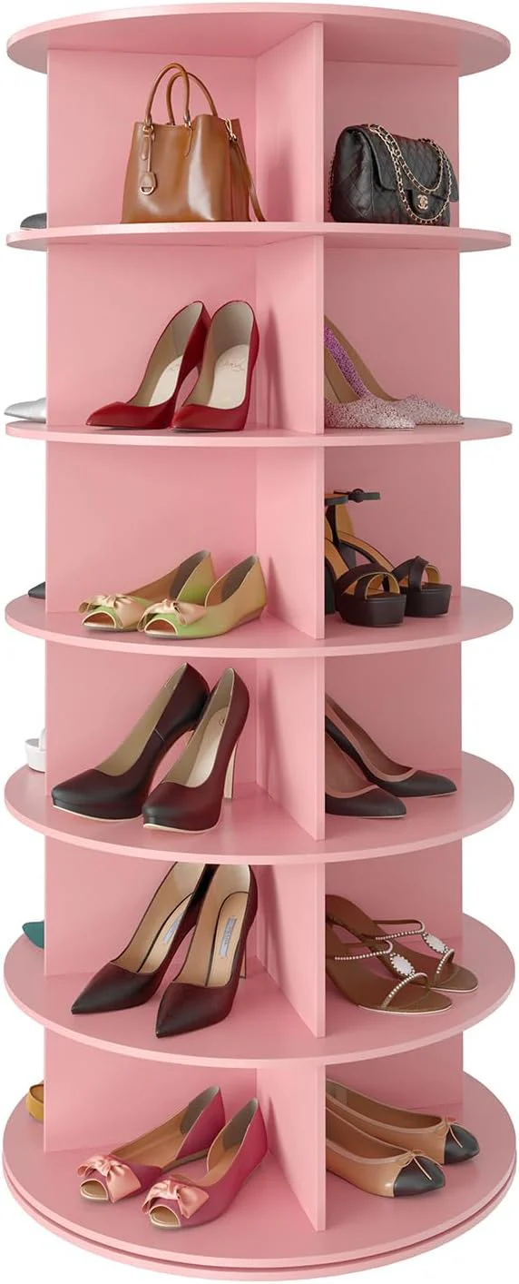 SpaceAid 7 Tier Rotating Shoe Rack Tower, Spinning Shoe Display Lazy Susan