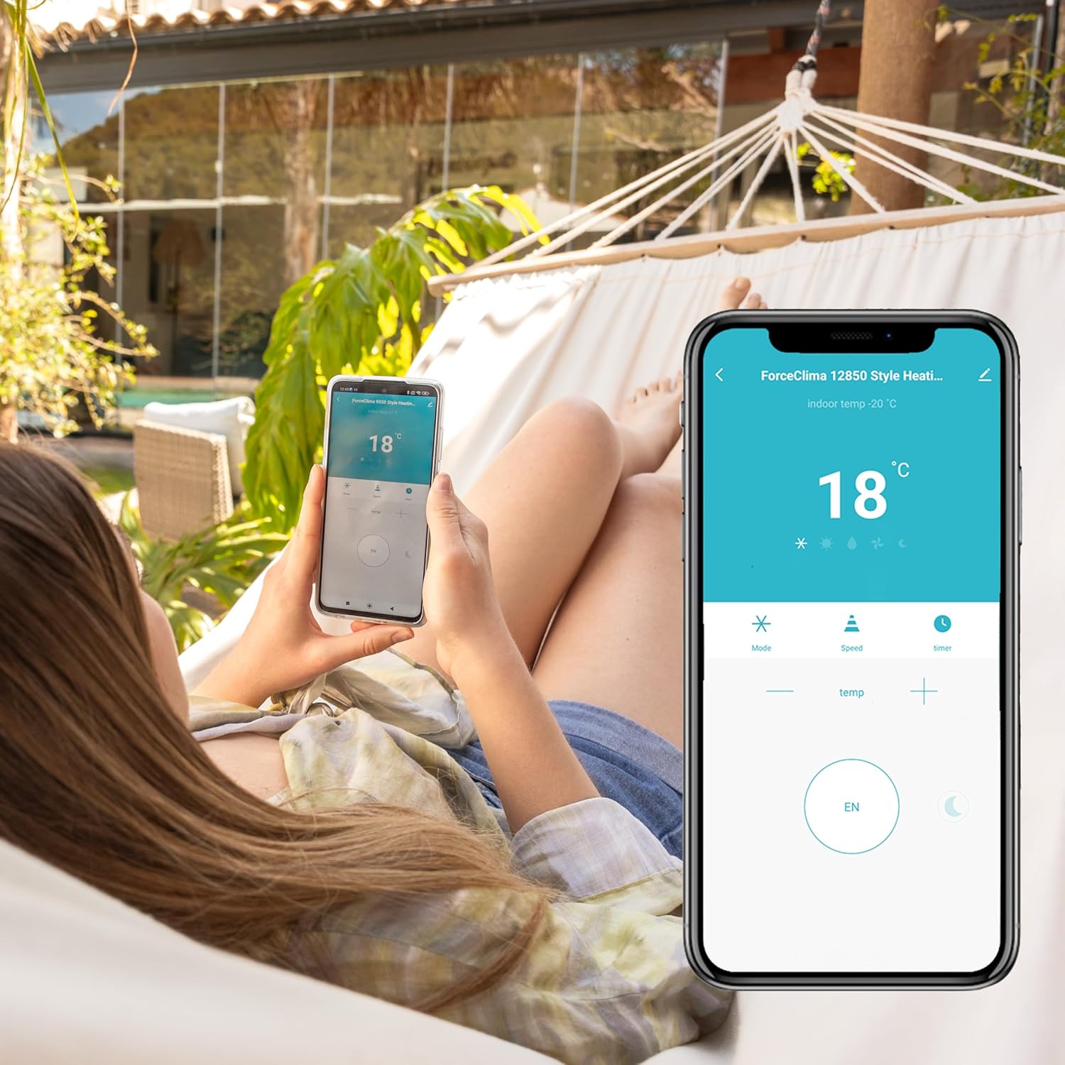 Cecotec - Mobile Klimageräte ForceClima 7550 Style Connected, 7000 BTU, Abdeckungsbereich 20 m2, Fernbedienung, Berührung, LED -Bildschirm, 4 Modi, 2 Geschwindigkeiten, Luftentfeuchter, Timer