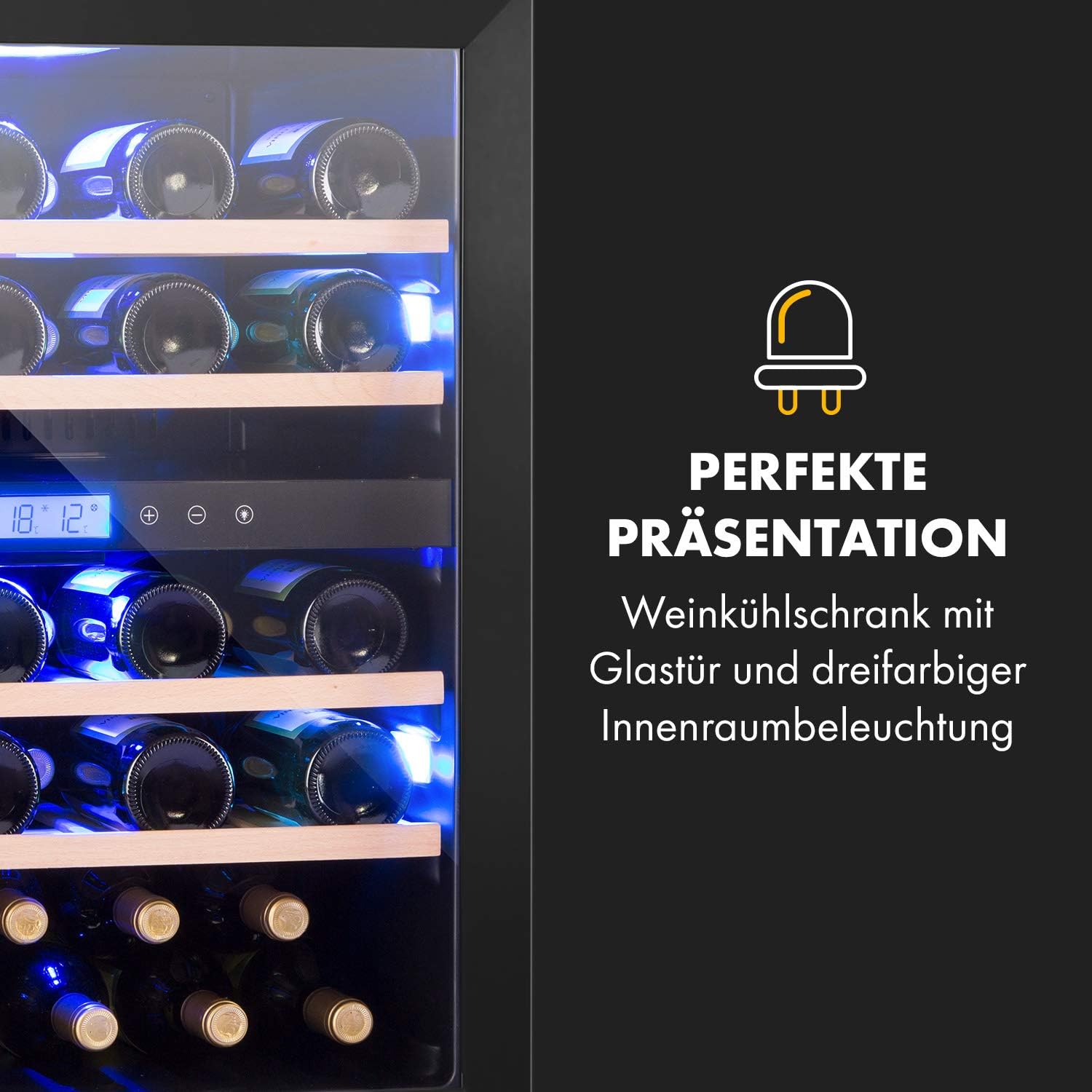 Klarstein Einbau-Weinkühlschrank, 2 Zonen Getränkekühlschrank Klein, Kleiner Weinschrank 129L, Wein-Kühlschrank Klein mit Glastür, Indoor/Outdoor Flaschenkühlschrank, Wine Fridge für 43 Flaschen