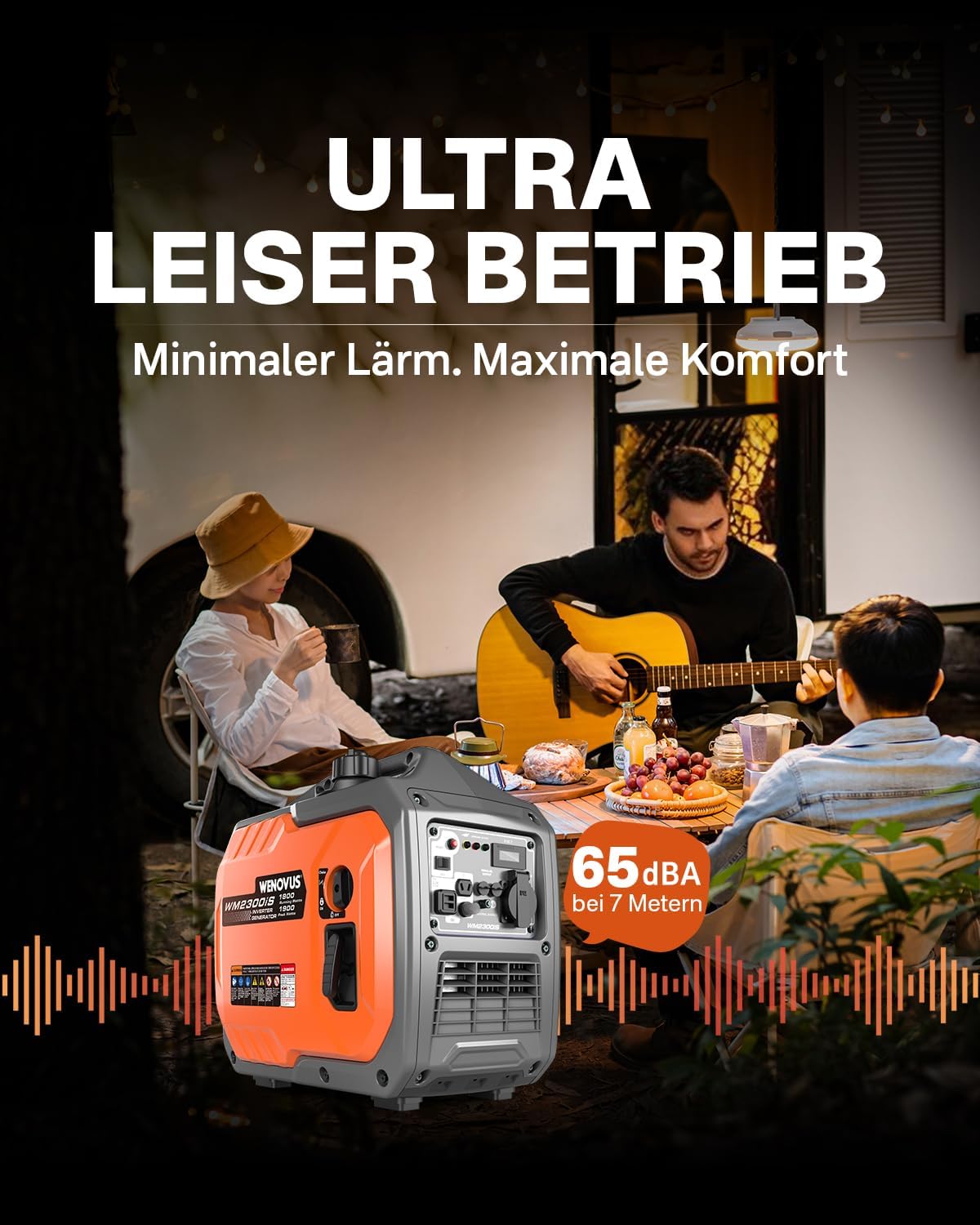 Superleise Tragbarer 1900W 4 Takt mit 230V Steckdose und USB Inverter Stromerzeuger Benzin Stromgenerator Notstromaggregat für Backup Bei Stromausfällen für Camping Wohnwagen Wohnmobil Garage