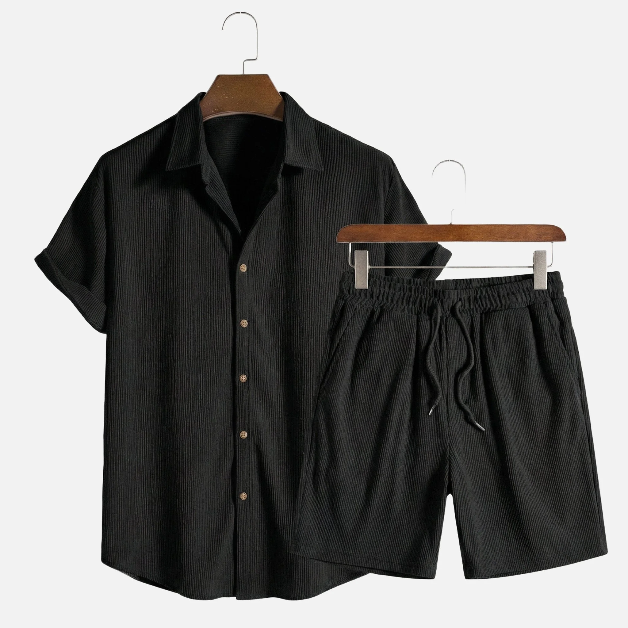 Sommerliches Ripp-Set mit Tunnelzug-Shorts f��r Herren