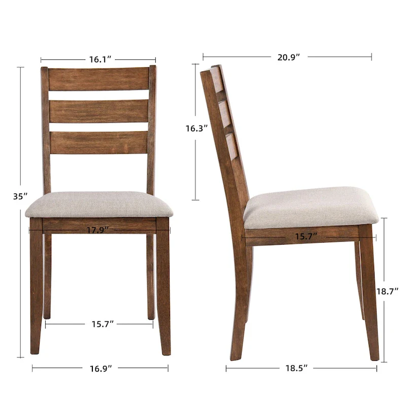 5-Piece Solid Wood 47L Dining Table Sets (1 Table+ 4 Slat Back Chairs)