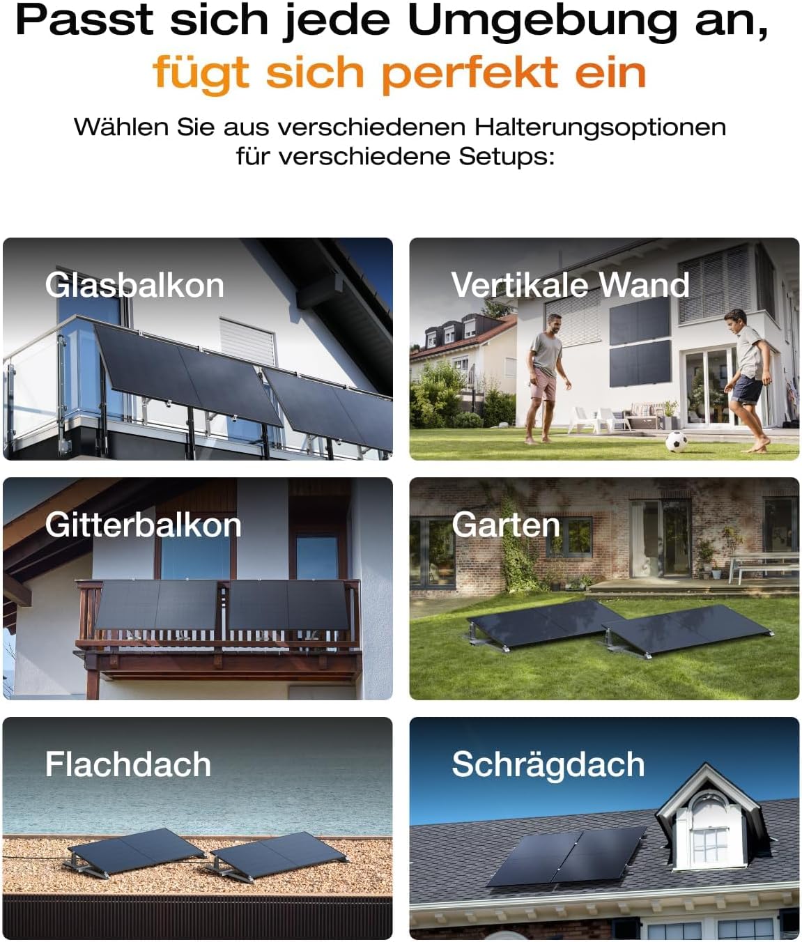 Solarway® 1000Wp / 800W Balkonkraftwerk komplett Steckdose - neuester EcoFlow Stream 800 Watt Wechselrichter - Solaranlage Komplettset - 500W bifaziale Black Solarmodule & EcoFlow & Zubehör