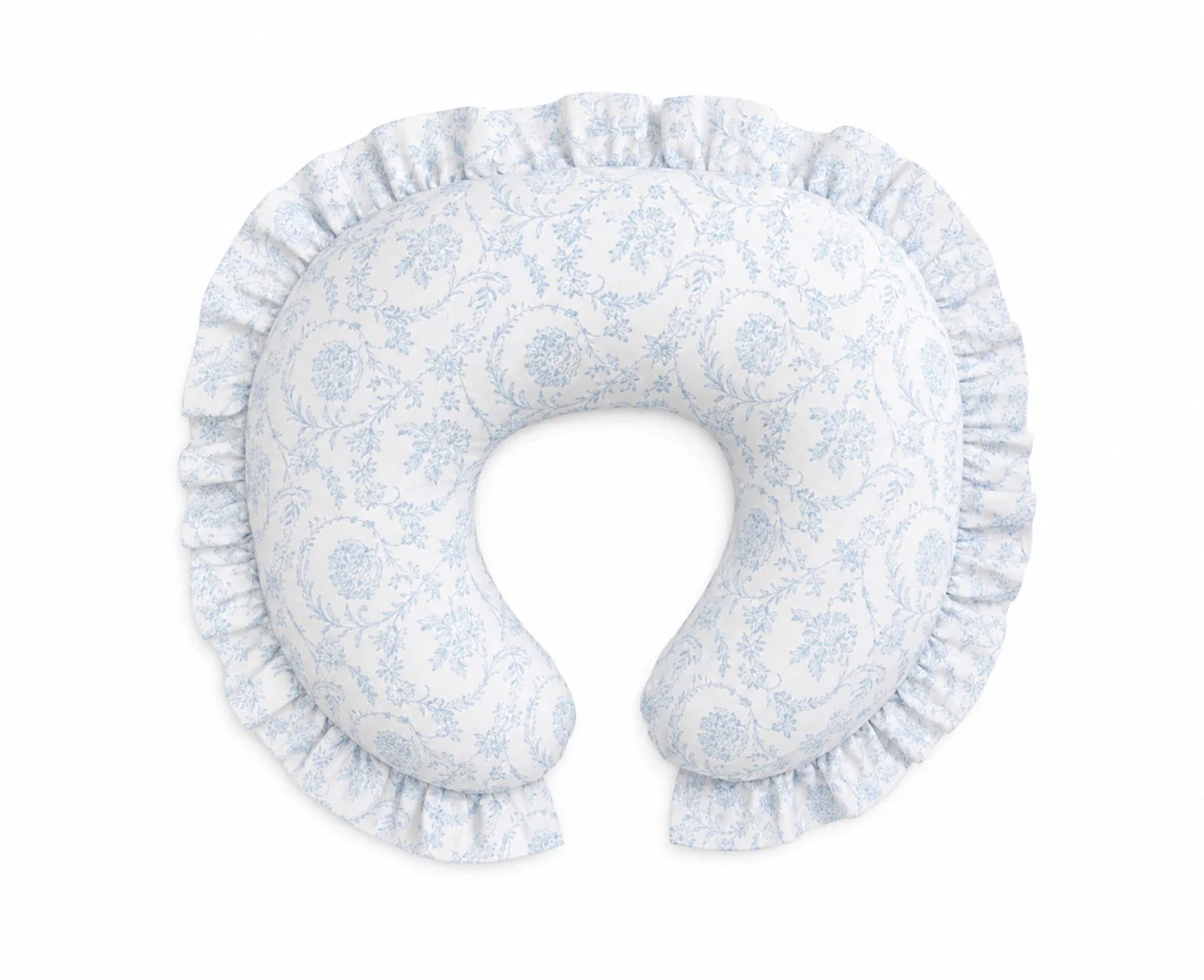 Blue Chinoiserie Ruffle Nursing Pillow Cover